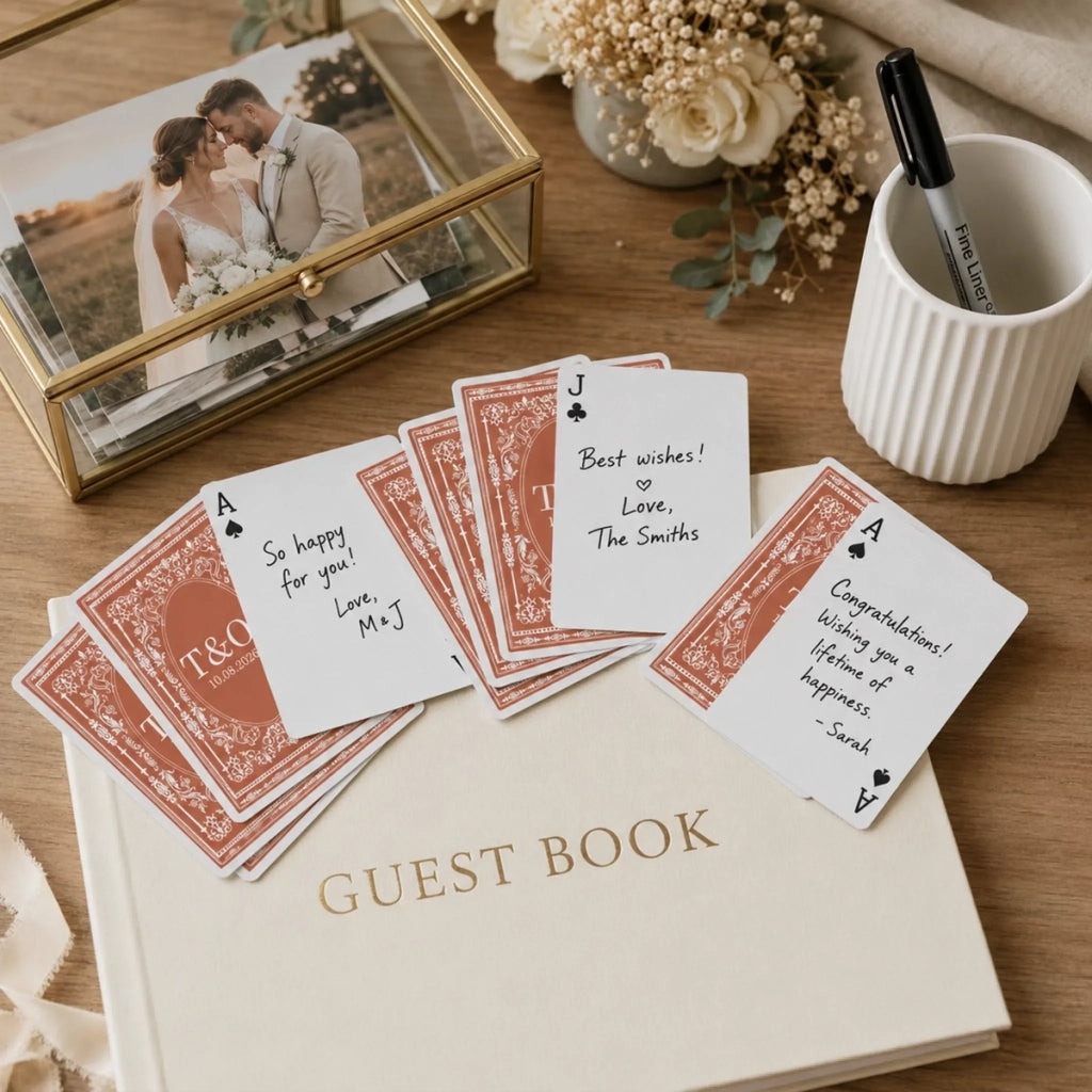 Custom Playing Cards Deck - Personalized Wedding Party Favor Gifts For Guests, Adults - Our Lucky Deck Of Memories