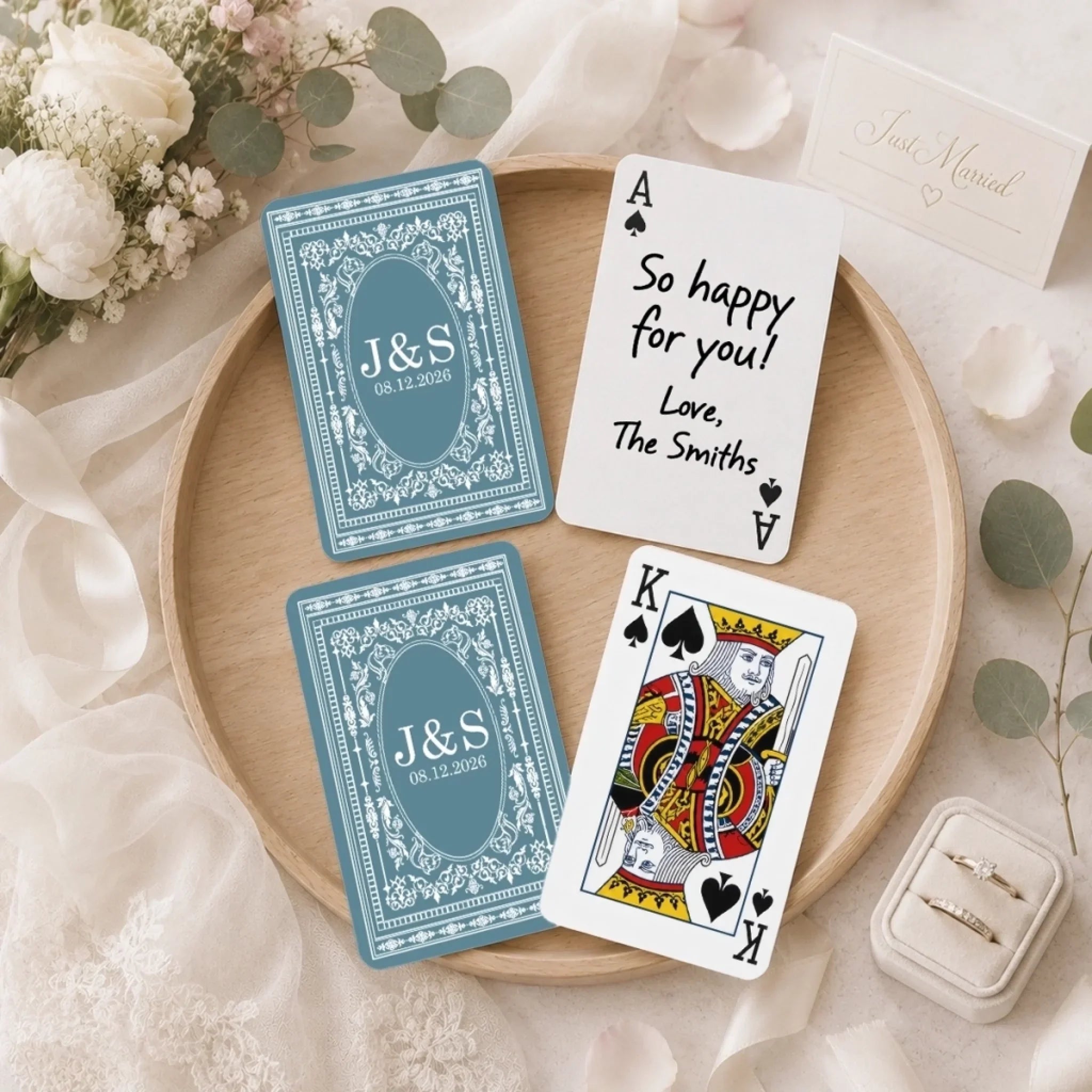 Custom Playing Cards Deck - Personalized Wedding Party Favor Gifts For Guests, Adults - Our Lucky Deck Of Memories