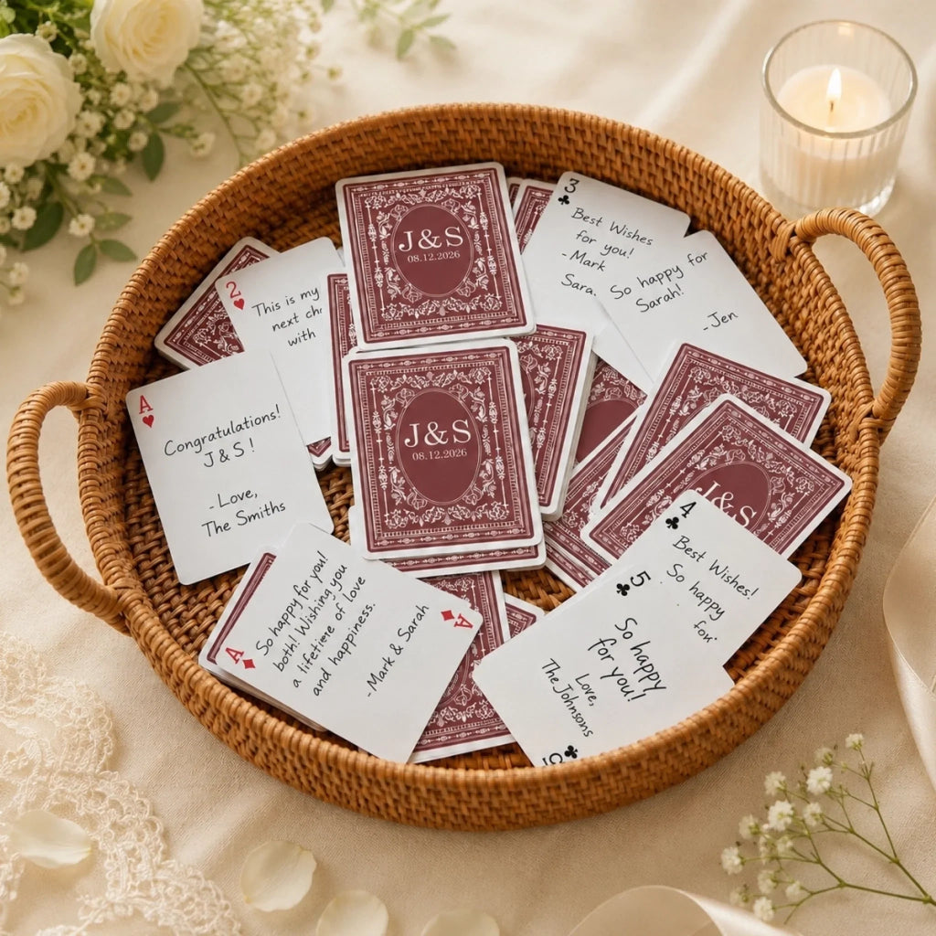 Custom Playing Cards Deck - Personalized Wedding Party Favor Gifts For Guests, Adults - Our Lucky Deck Of Memories