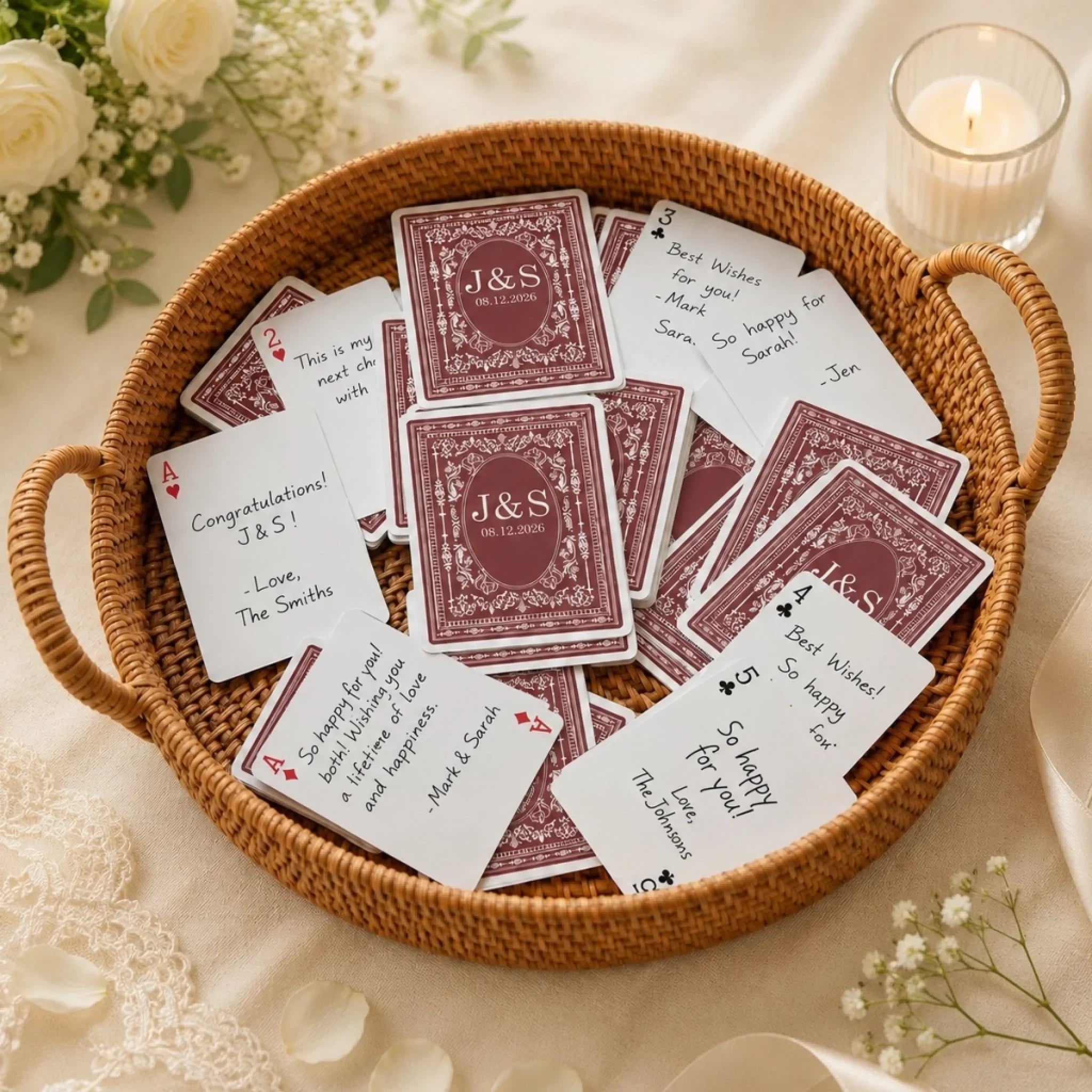 Custom Playing Cards Deck - Personalized Wedding Party Favor Gifts For Guests, Adults - Our Lucky Deck Of Memories