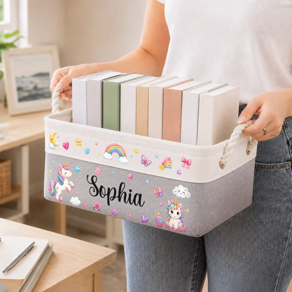 Custom Kids Storage Basket - Personalized Back To School Gifts For Kids - Playtime Starts Now