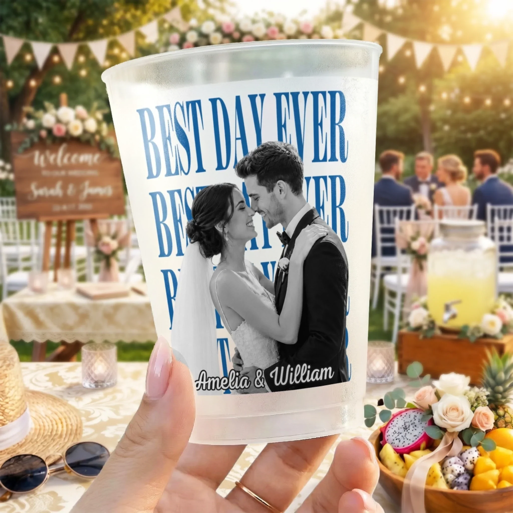 Custom Photo Party Cups - Personalized Anniversary Wedding Gifts For Husband And Wife, Him And Her - Toasting To Forever With You