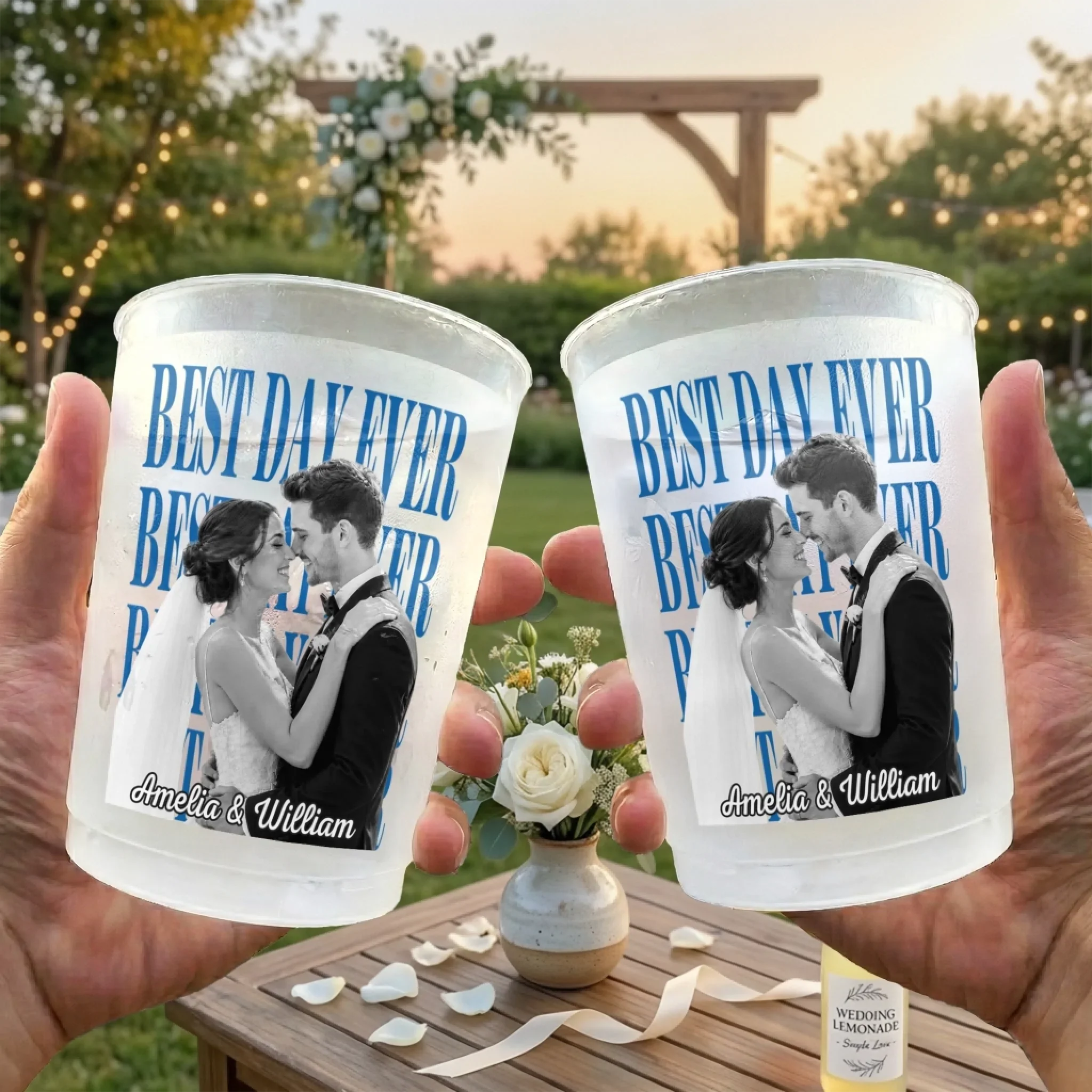 Custom Photo Party Cups - Personalized Anniversary Wedding Gifts For Husband And Wife, Him And Her - Toasting To Forever With You