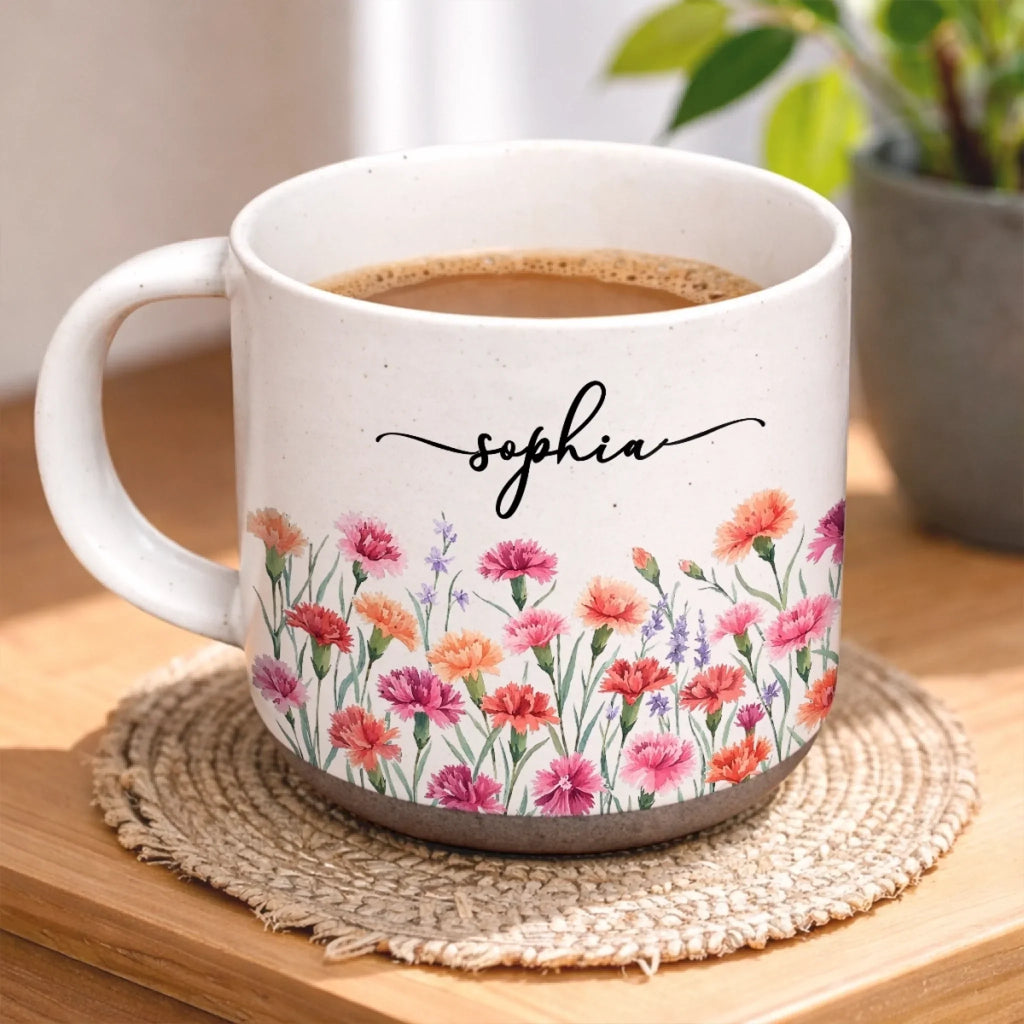 Custom Pottery Mug - Personalized Birthday Gifts For Wife, Daughter, Besties, Sisters, Granddaughter, Grandma, Mom, Yourself - Bloom With Grace