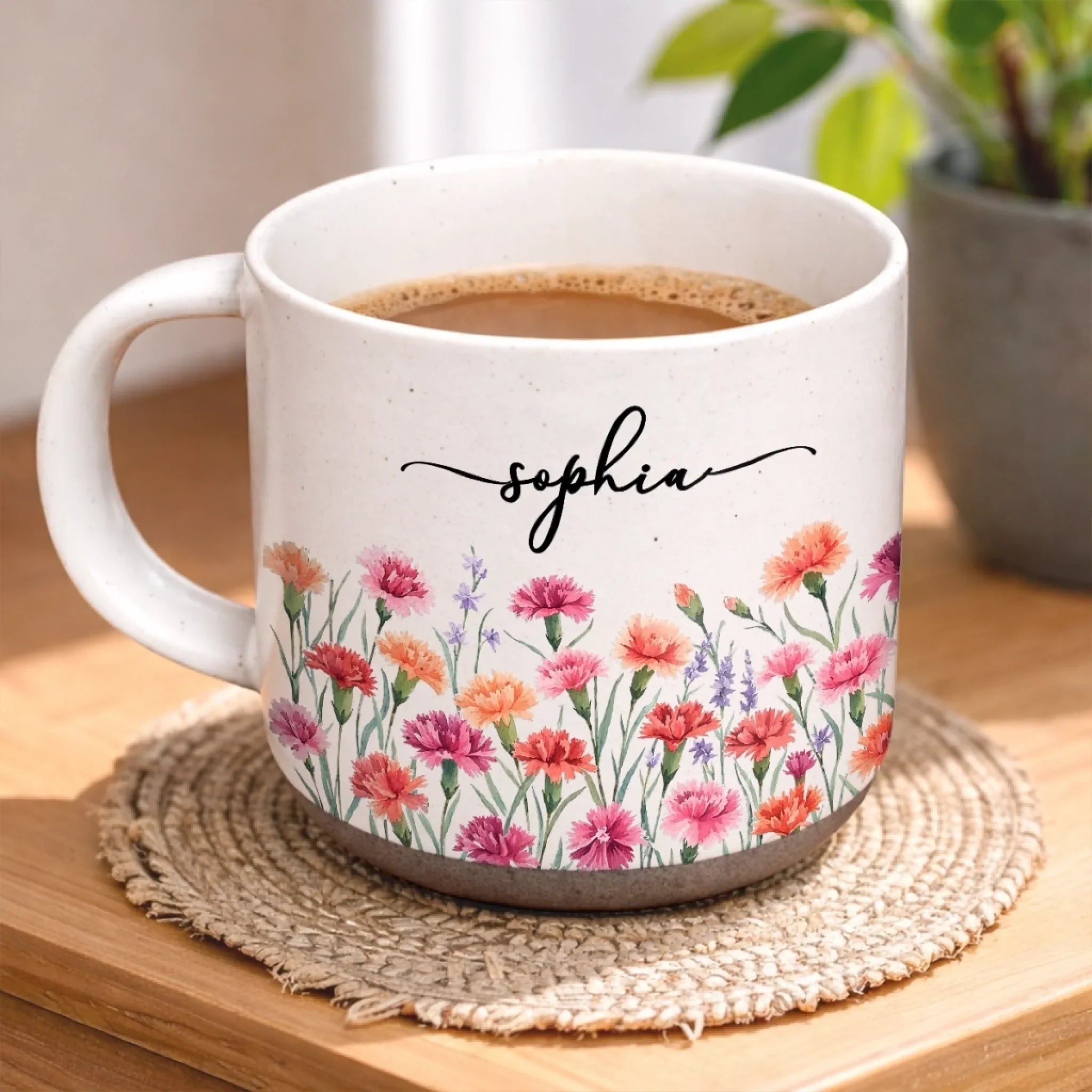 Custom Pottery Mug - Personalized Birthday Gifts For Wife, Daughter, Besties, Sisters, Granddaughter, Grandma, Mom, Yourself - Bloom With Grace