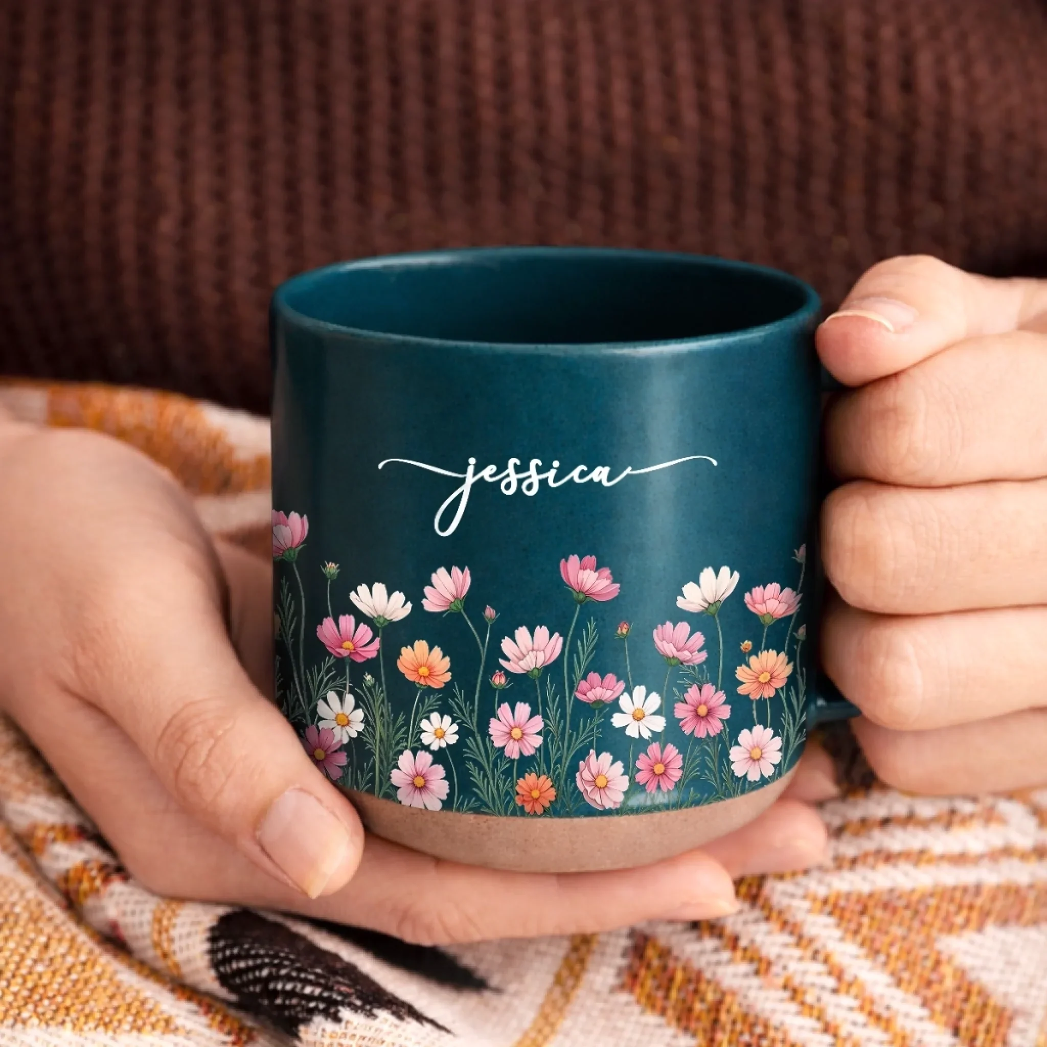 Custom Pottery Mug - Personalized Birthday Gifts For Wife, Daughter, Besties, Sisters, Granddaughter, Grandma, Mom, Yourself - Bloom With Grace