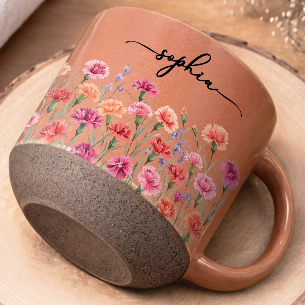 Custom Pottery Mug - Personalized Birthday Gifts For Wife, Daughter, Besties, Sisters, Granddaughter, Grandma, Mom, Yourself - Bloom With Grace