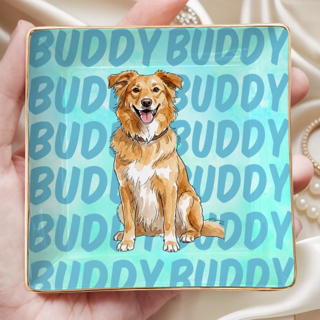 Custom Photo Full-Print Jewelry Dish - Personalized  Birthday Gifts For Dog Cat Lovers, Dog Dad And Mom, Cat Owners - Paws Make Life Better