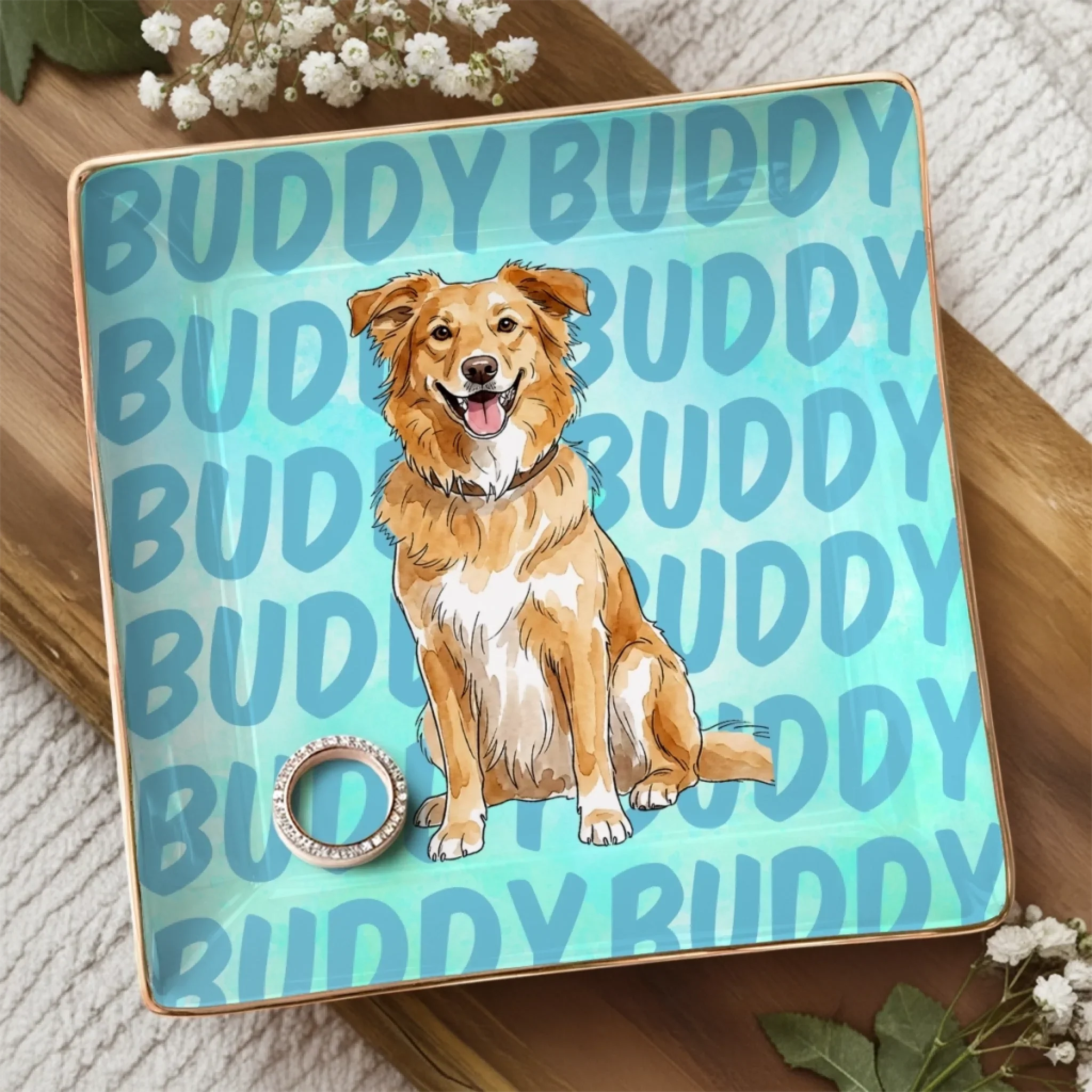 Custom Photo Full-Print Jewelry Dish - Personalized  Birthday Gifts For Dog Cat Lovers, Dog Dad And Mom, Cat Owners - Paws Make Life Better