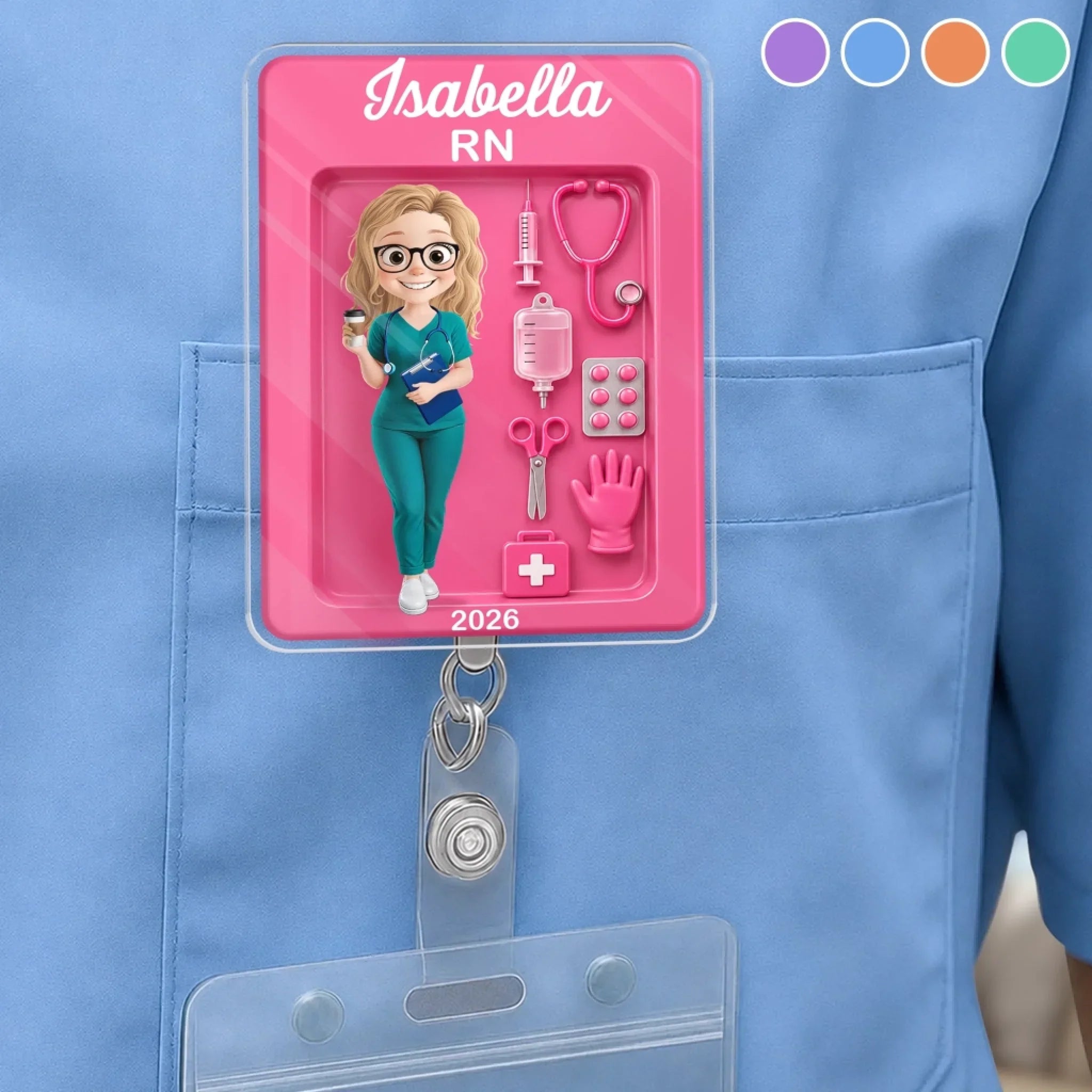 Custom Acrylic Badge Reel - Personalized Birthday Gifts For Nurse - Making Healthy Happen