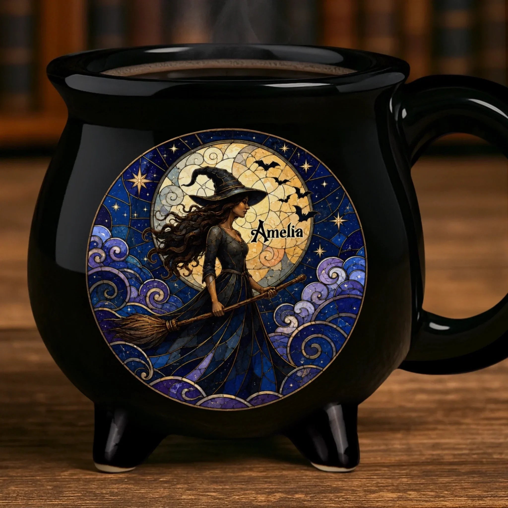 Custom 12oz Ceramic Cauldron Coffee Mug - Personalized Halloween Witchy Gifts For Wife, Daughter, Besties, Sisters, Granddaughter, Grandma, Mom, Yourself - Mystic Soul