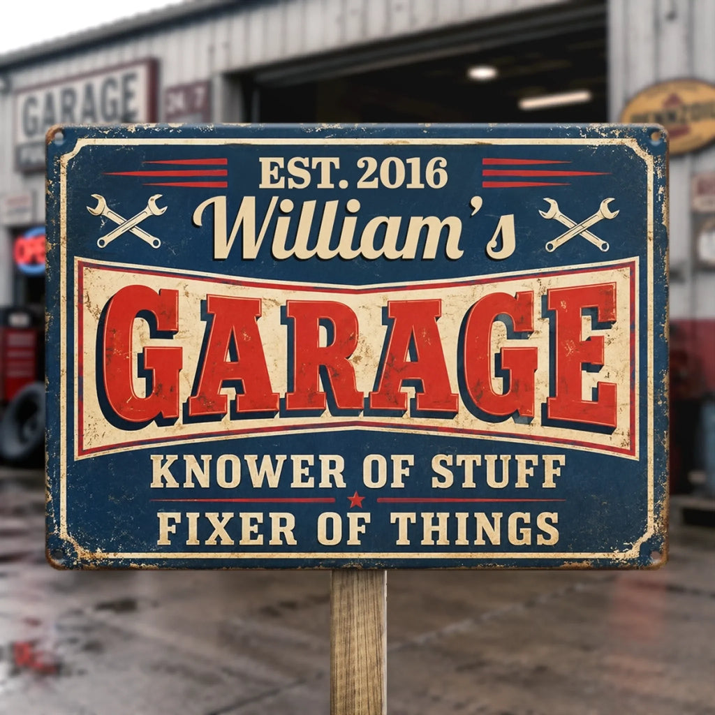 Custom Mechanic Home Decor Metal Sign - Personalized Birthday Gifts For Husband, Son, Grandson, Brother, Grandpa, Dad, Yourself - Tools And Talent