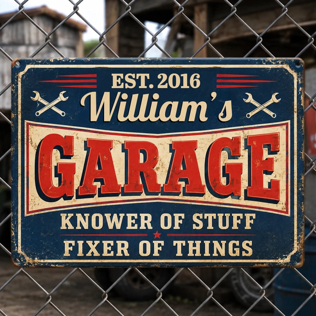 Custom Mechanic Home Decor Metal Sign - Personalized Birthday Gifts For Husband, Son, Grandson, Brother, Grandpa, Dad, Yourself - Tools And Talent