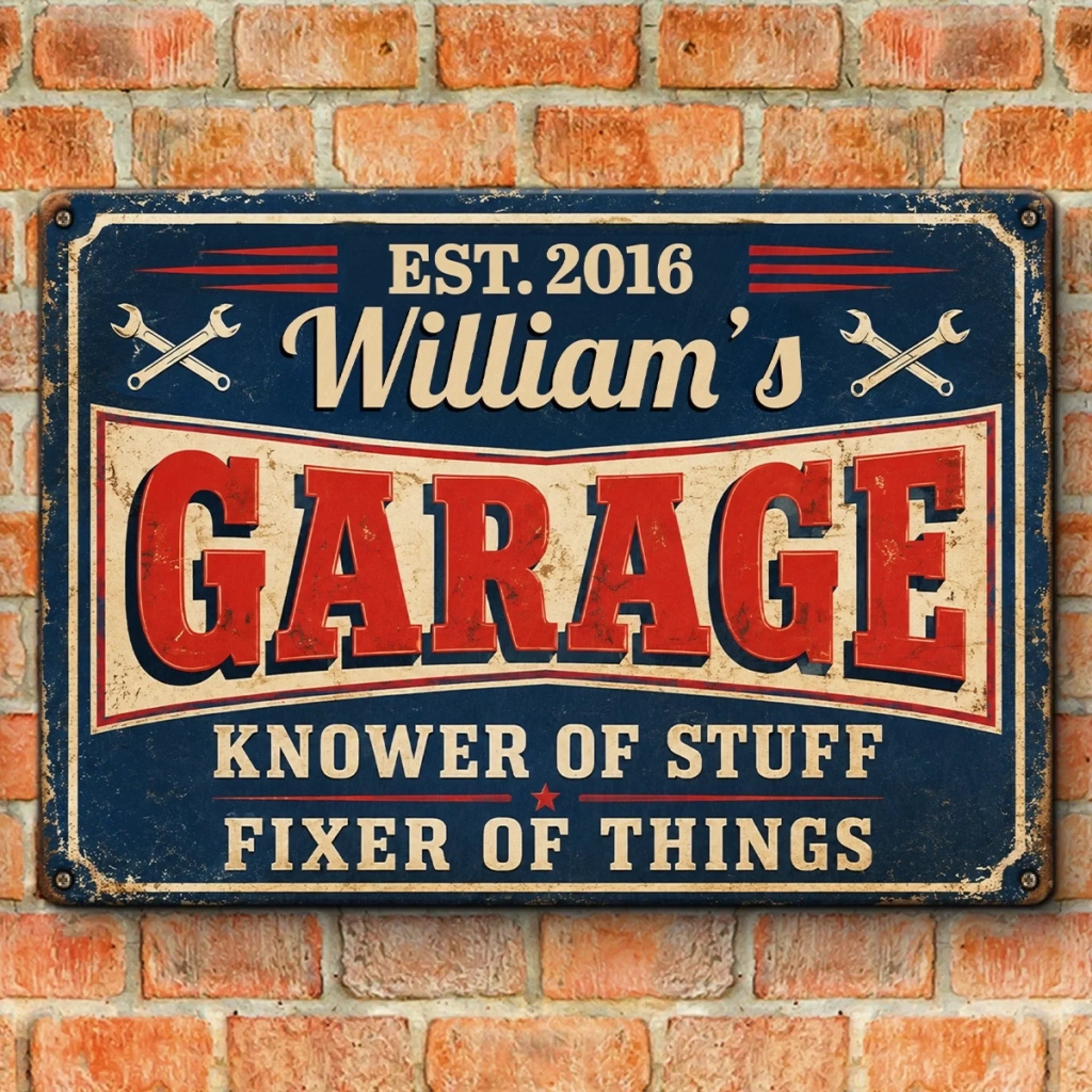 Custom Mechanic Home Decor Metal Sign - Personalized Birthday Gifts For Husband, Son, Grandson, Brother, Grandpa, Dad, Yourself - Tools And Talent