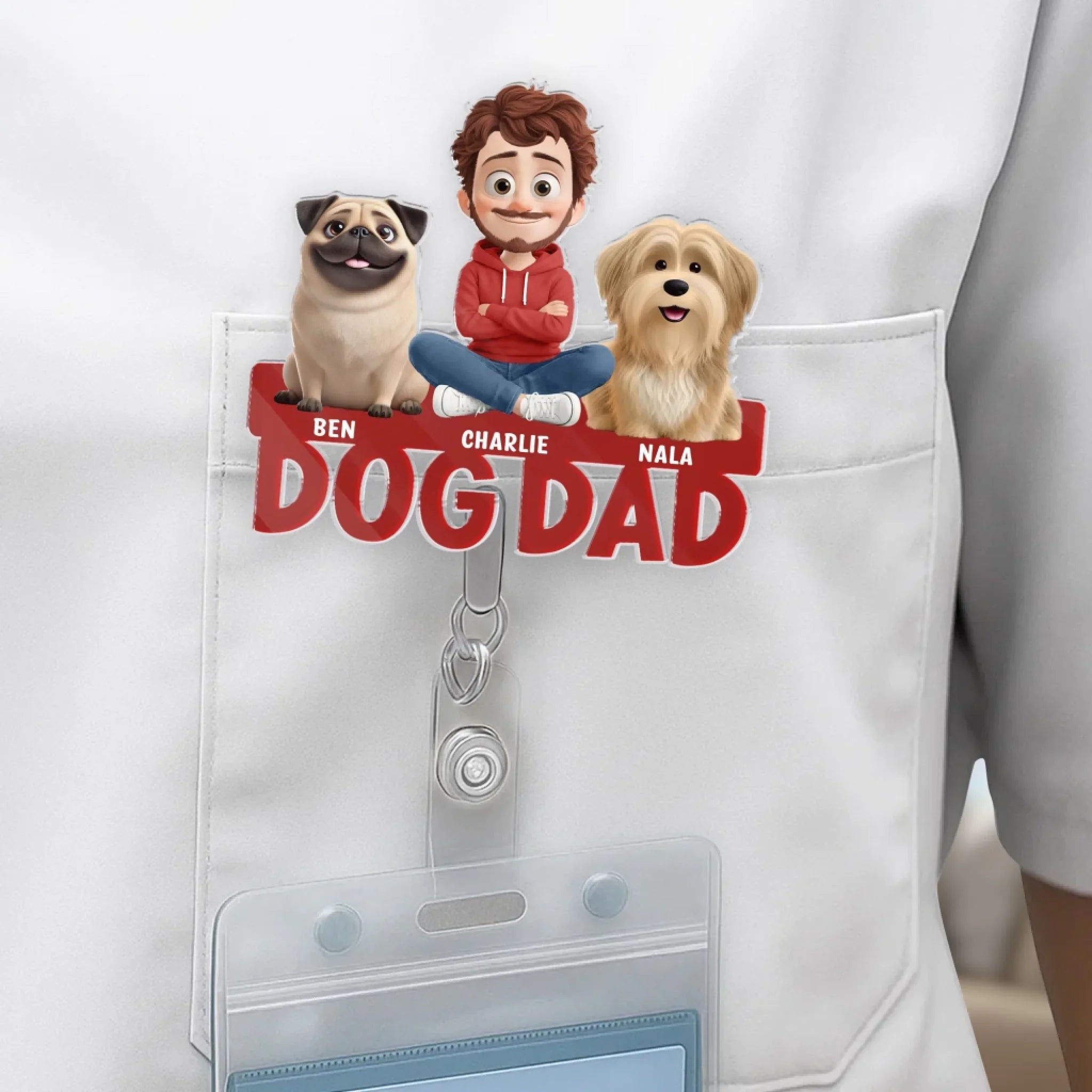 Custom Acrylic Badge Reel - Personalized Birthday Gifts For Dog Lovers, Dog Dad And Mom - Best Dog Dad Ever