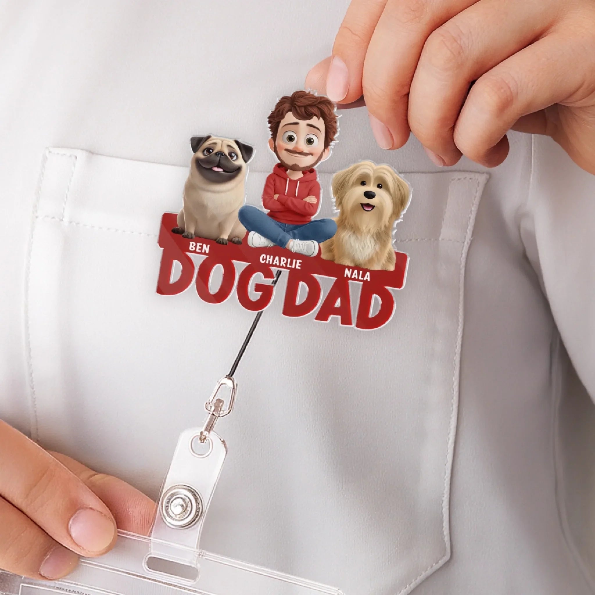 Custom Acrylic Badge Reel - Personalized Birthday Gifts For Dog Lovers, Dog Dad And Mom - Best Dog Dad Ever