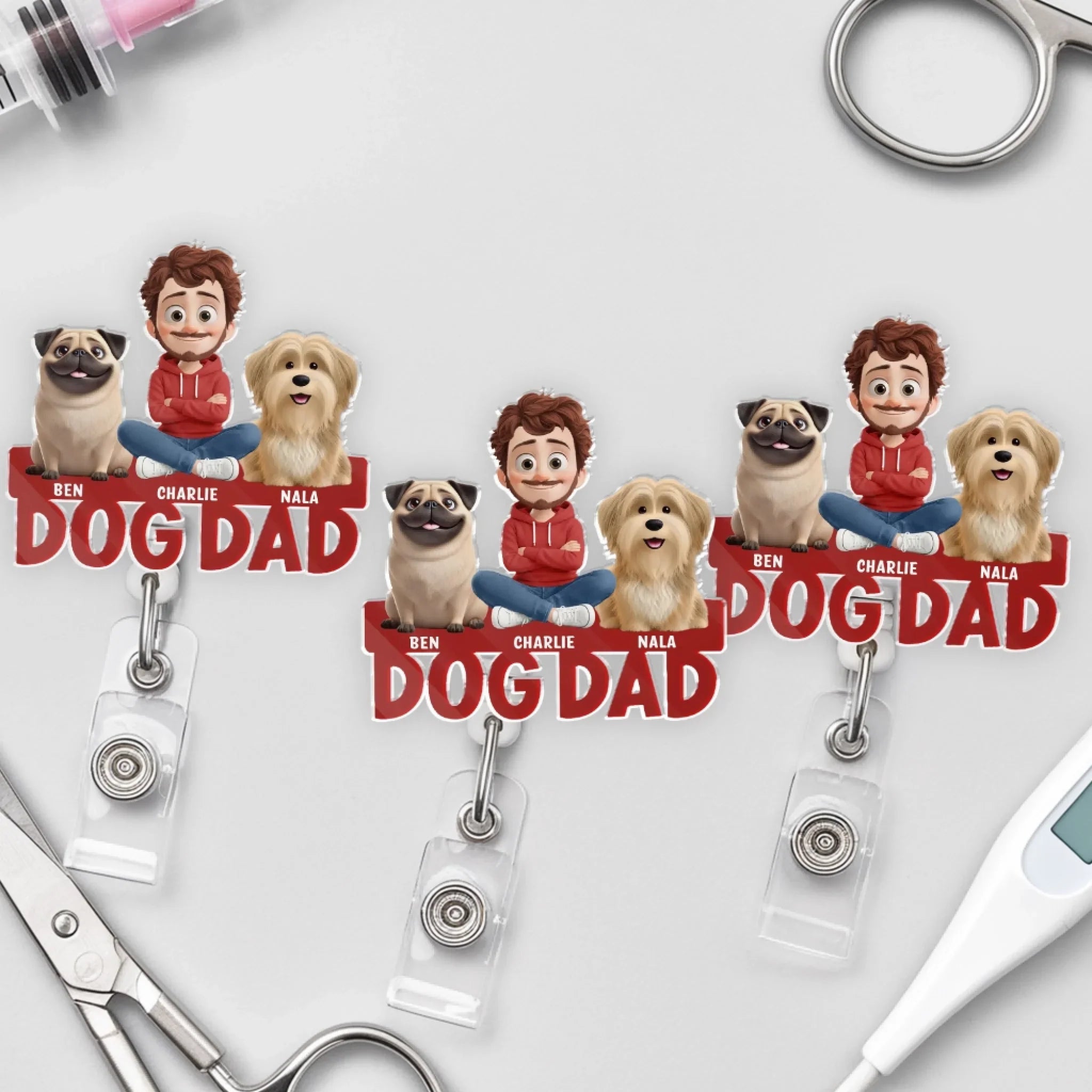 Custom Acrylic Badge Reel - Personalized Birthday Gifts For Dog Lovers, Dog Dad And Mom - Best Dog Dad Ever