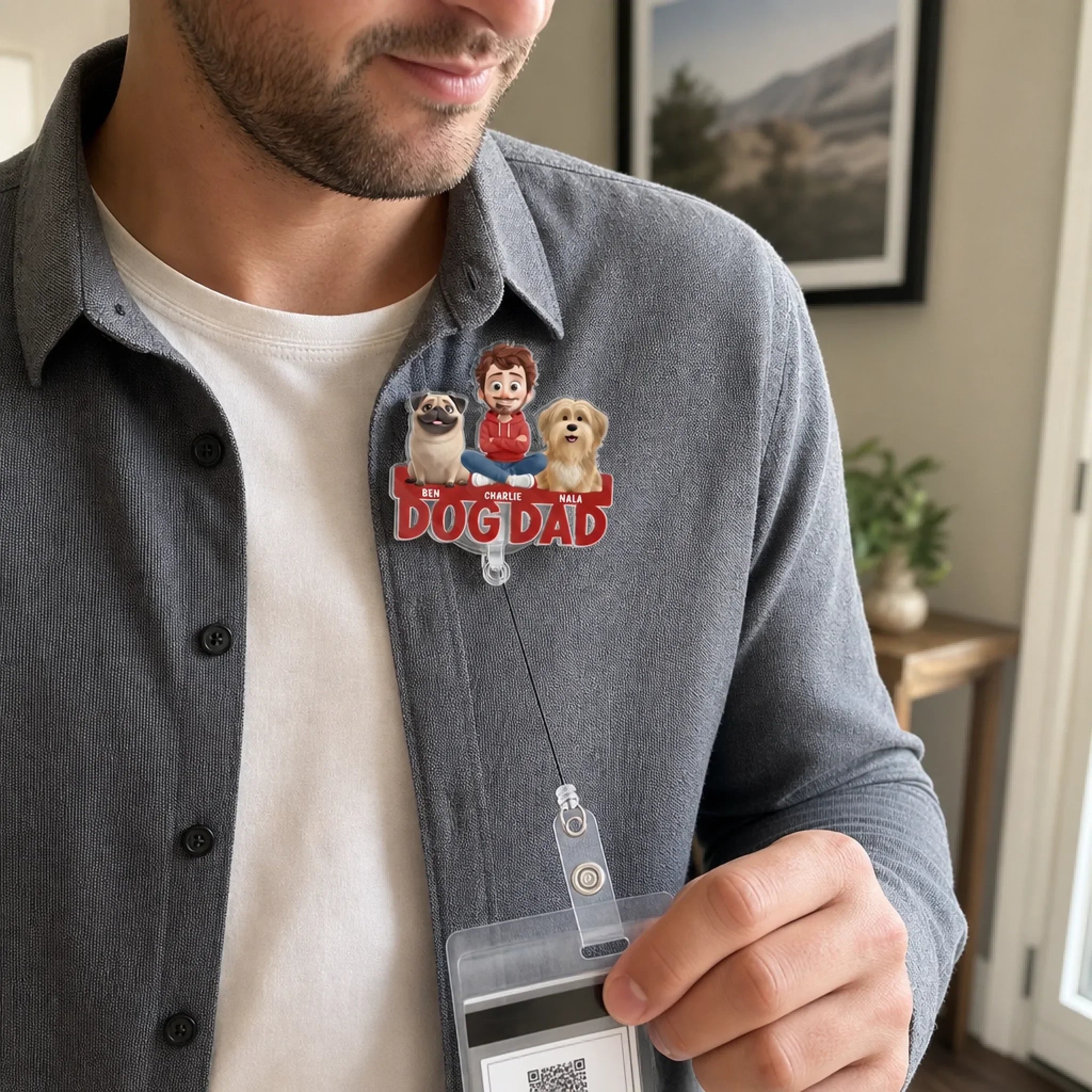 Custom Acrylic Badge Reel - Personalized Birthday Gifts For Dog Lovers, Dog Dad And Mom - Best Dog Dad Ever