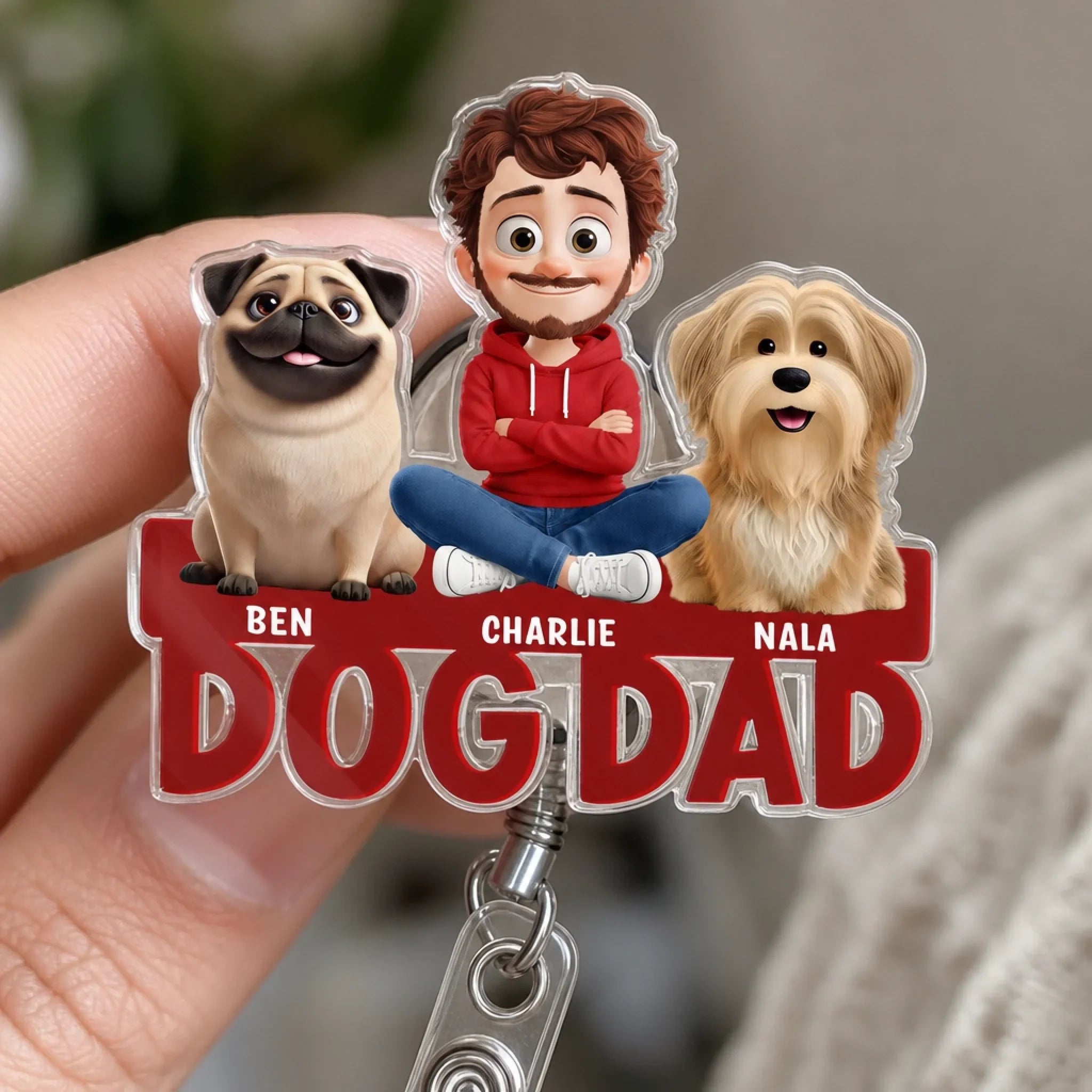Custom Acrylic Badge Reel - Personalized Birthday Gifts For Dog Lovers, Dog Dad And Mom - Best Dog Dad Ever