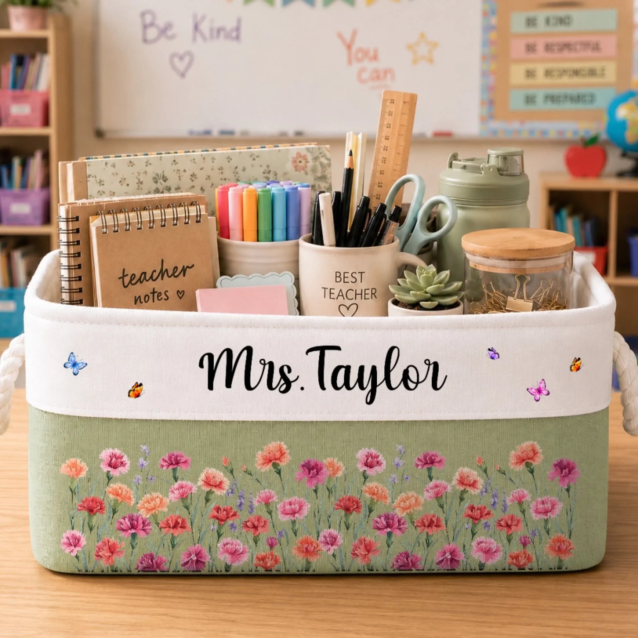 Custom Storage Basket - Personalized Birthday Gifts For Wife, Daughter, Besties, Sisters, Granddaughter, Grandma, Mom, Yourself - A Blooming Treat For Yourself