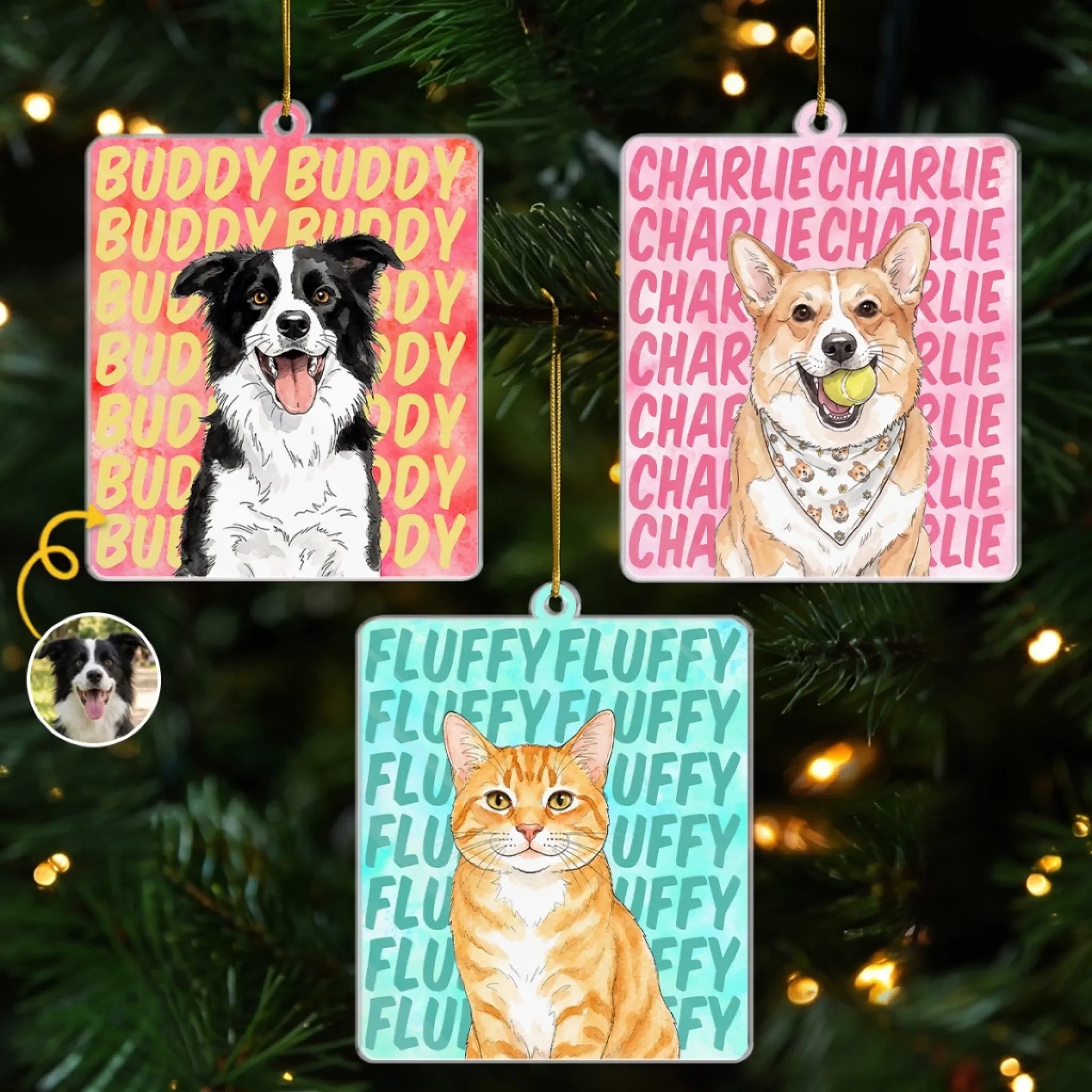 Custom Photo Acrylic Ornament - Personalized Christmas Birthday Gifts For Dog Cat Lovers, Dog Dad And Mom, Cat Owners - Keeping Fur Babies Close Always