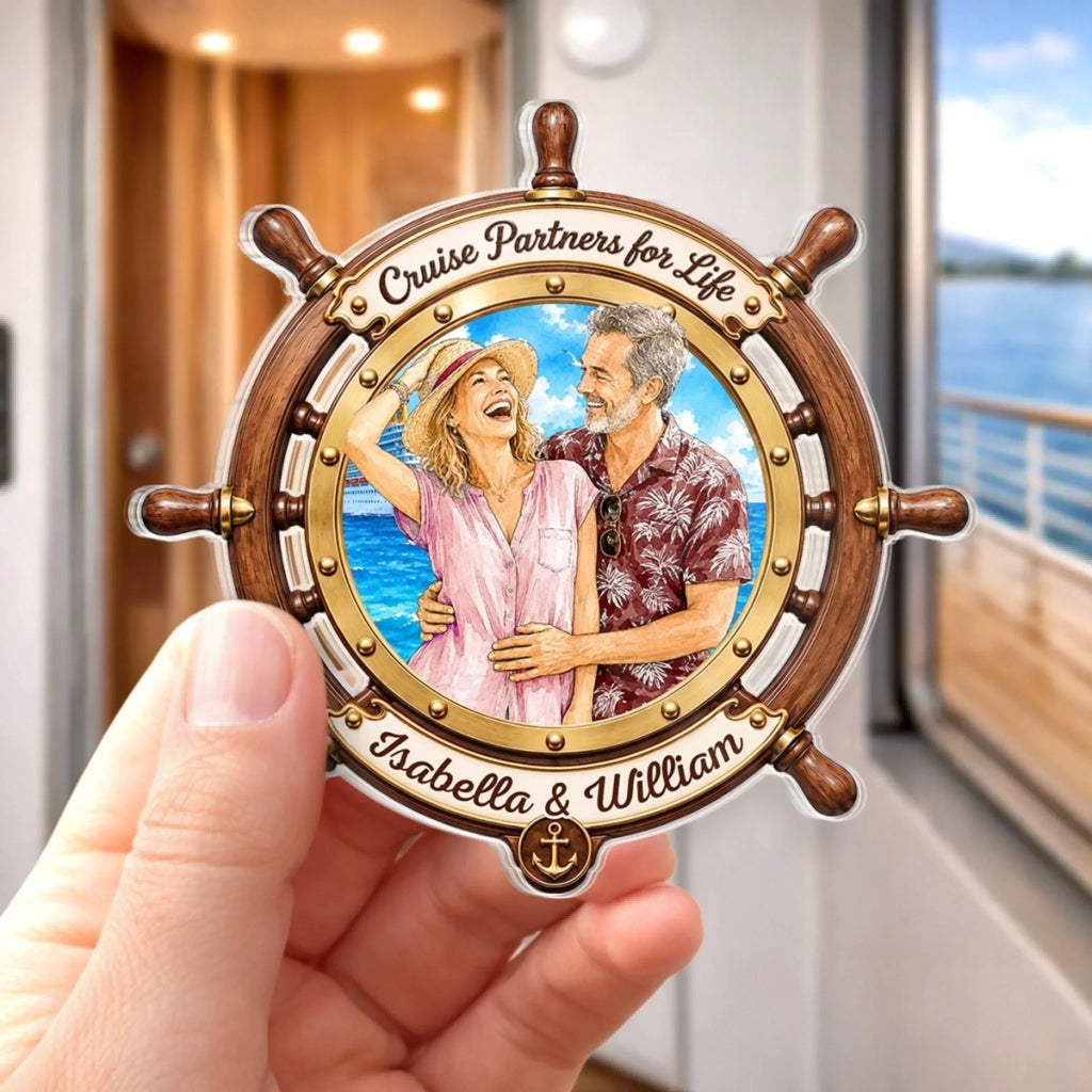 Custom Photo Cruise Ship Door Magnet - Personalized Summer Vacation And Travel Gifts For Husband And Wife, Him And Her, Cruise Lovers - Making Waves With You