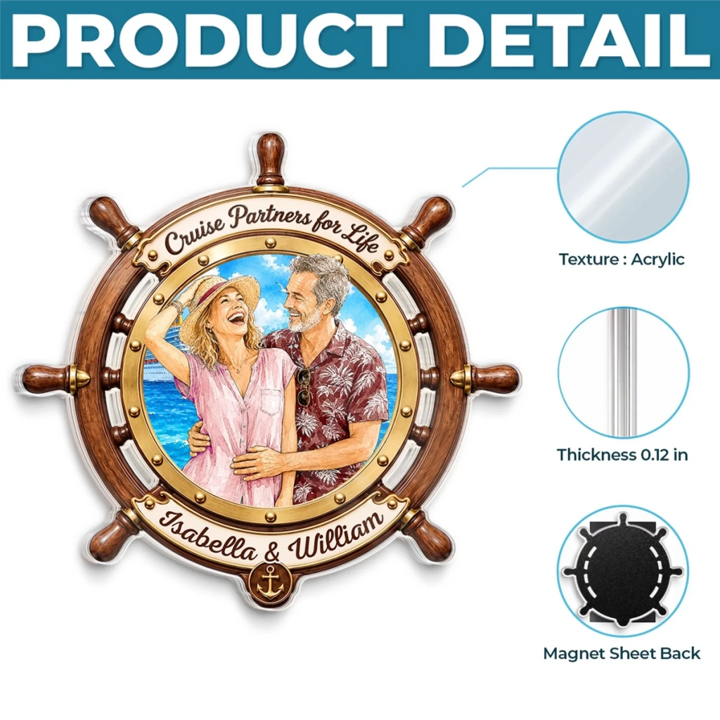 Custom Photo Cruise Ship Door Magnet - Personalized Summer Vacation And Travel Gifts For Husband And Wife, Him And Her, Cruise Lovers - Making Waves With You
