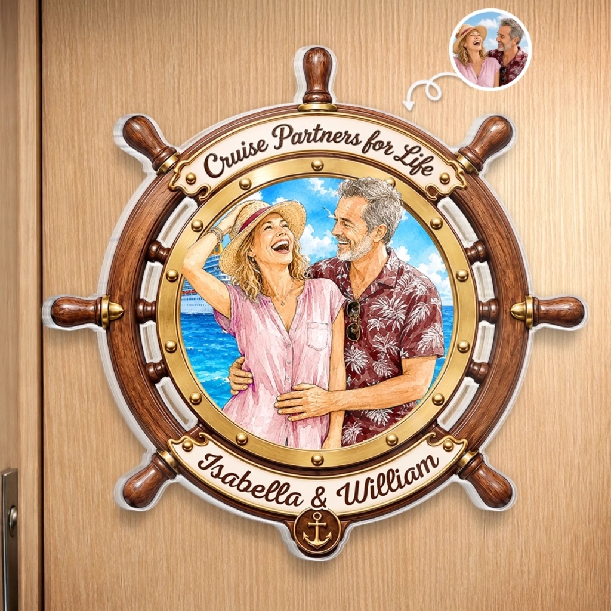 Custom Photo Cruise Ship Door Magnet - Personalized Summer Vacation And Travel Gifts For Husband And Wife, Him And Her, Cruise Lovers - Making Waves With You