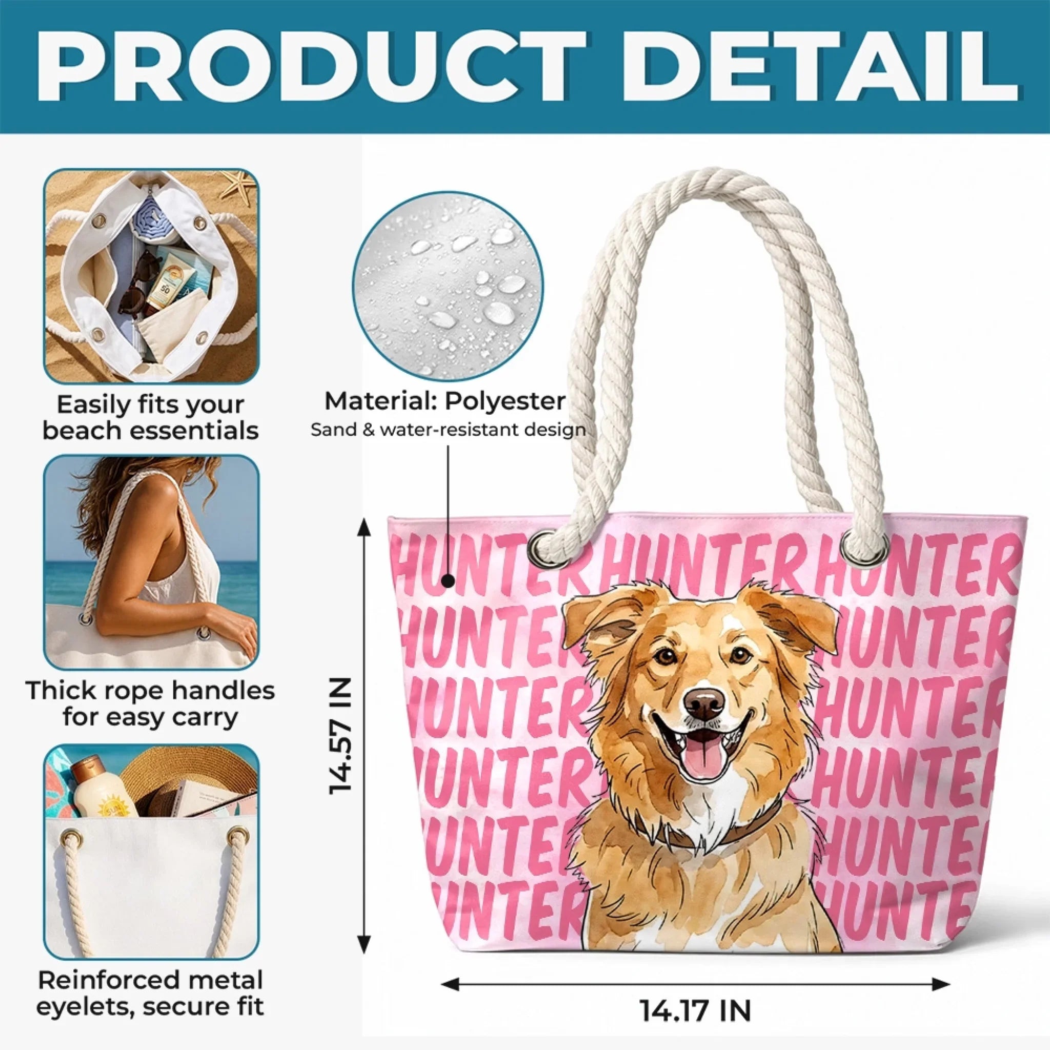 Custom Photo Beach Bag - Personalized Summer Vacation And Travel Gifts For Dog Cat Lovers, Dog Dad And Mom, Cat Owners - Life Is Better With Pets