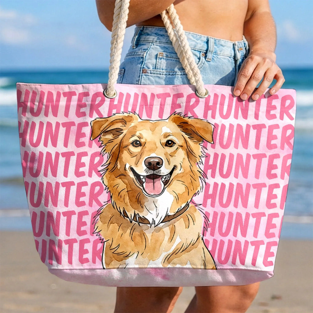 Custom Photo Beach Bag - Personalized Summer Vacation And Travel Gifts For Dog Cat Lovers, Dog Dad And Mom, Cat Owners - Life Is Better With Pets