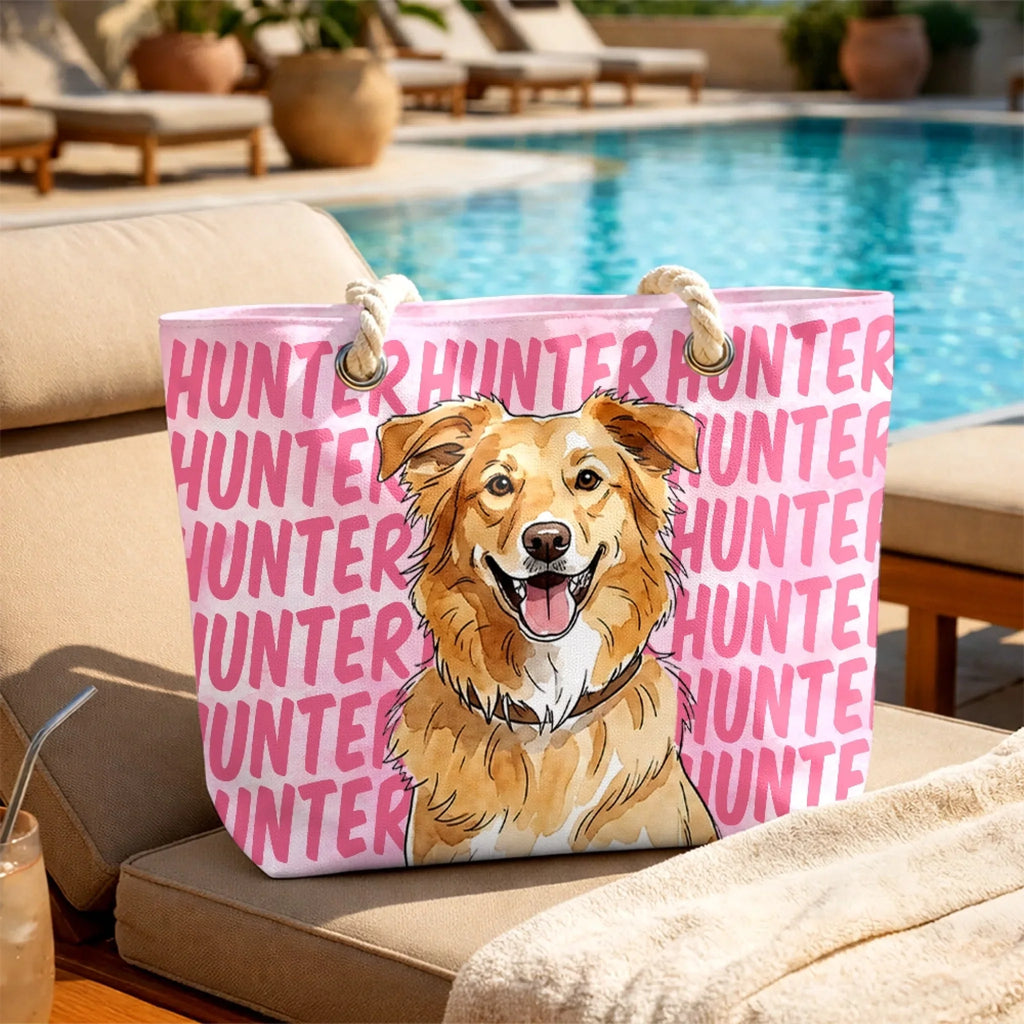 Custom Photo Beach Bag - Personalized Summer Vacation And Travel Gifts For Dog Cat Lovers, Dog Dad And Mom, Cat Owners - Life Is Better With Pets