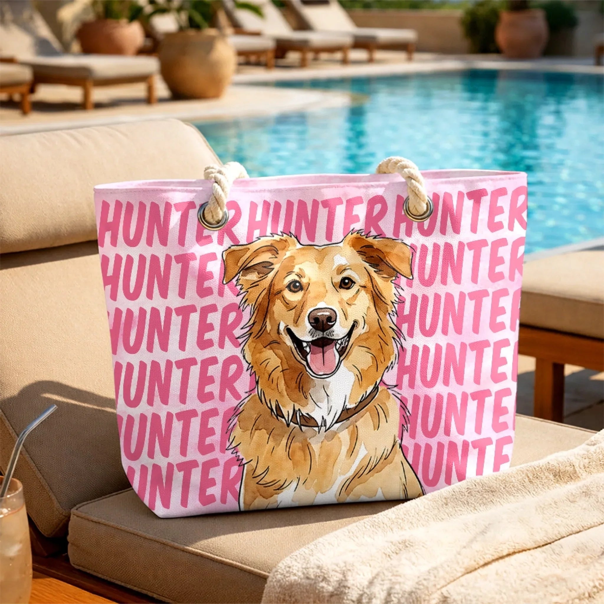 Custom Photo Beach Bag - Personalized Summer Vacation And Travel Gifts For Dog Cat Lovers, Dog Dad And Mom, Cat Owners - Life Is Better With Pets