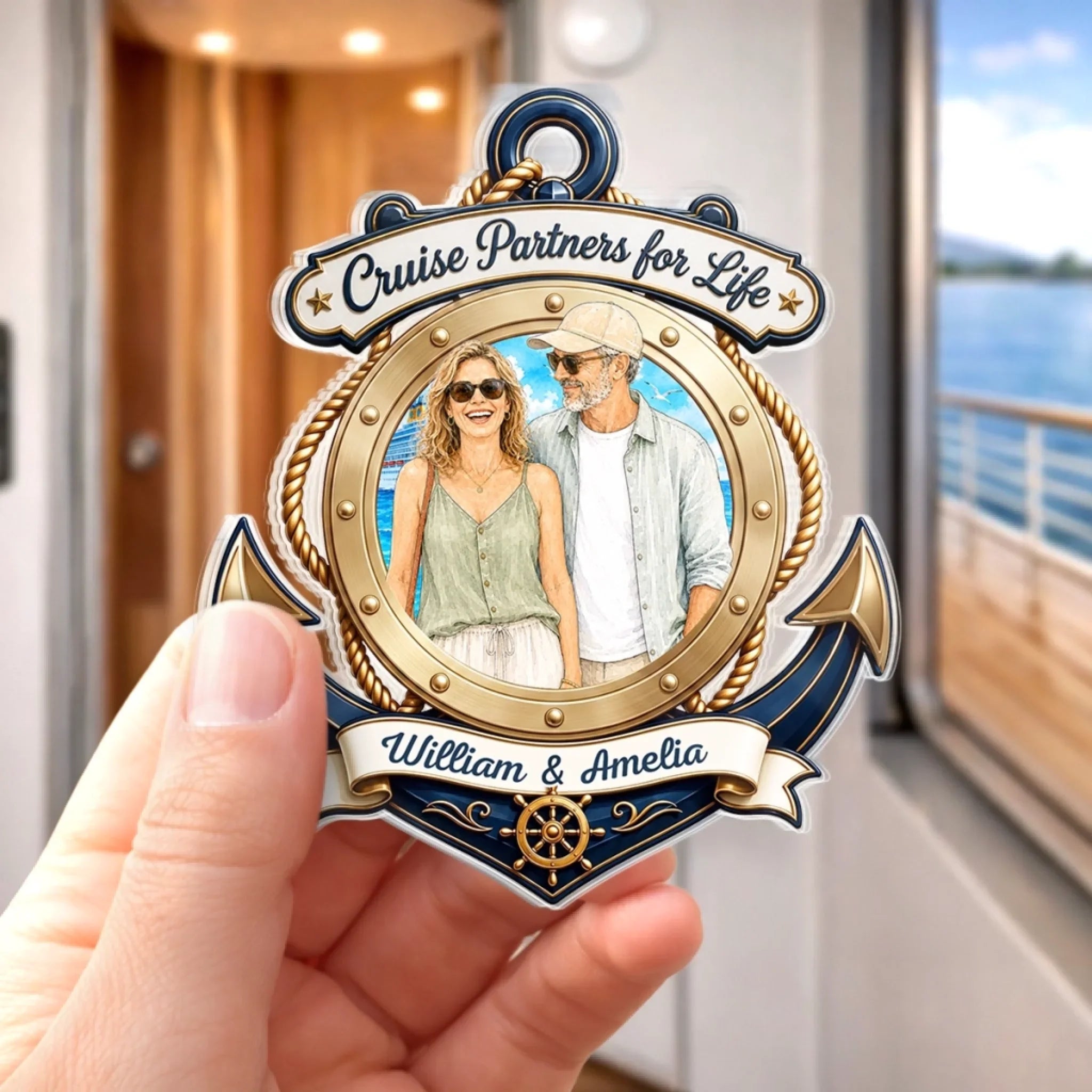 Custom Photo Cruise Ship Door Magnet - Personalized Summer Vacation And Travel Gifts For Husband And Wife, Him And Her, Cruise Lovers - Our Forever Voyage Starts Here