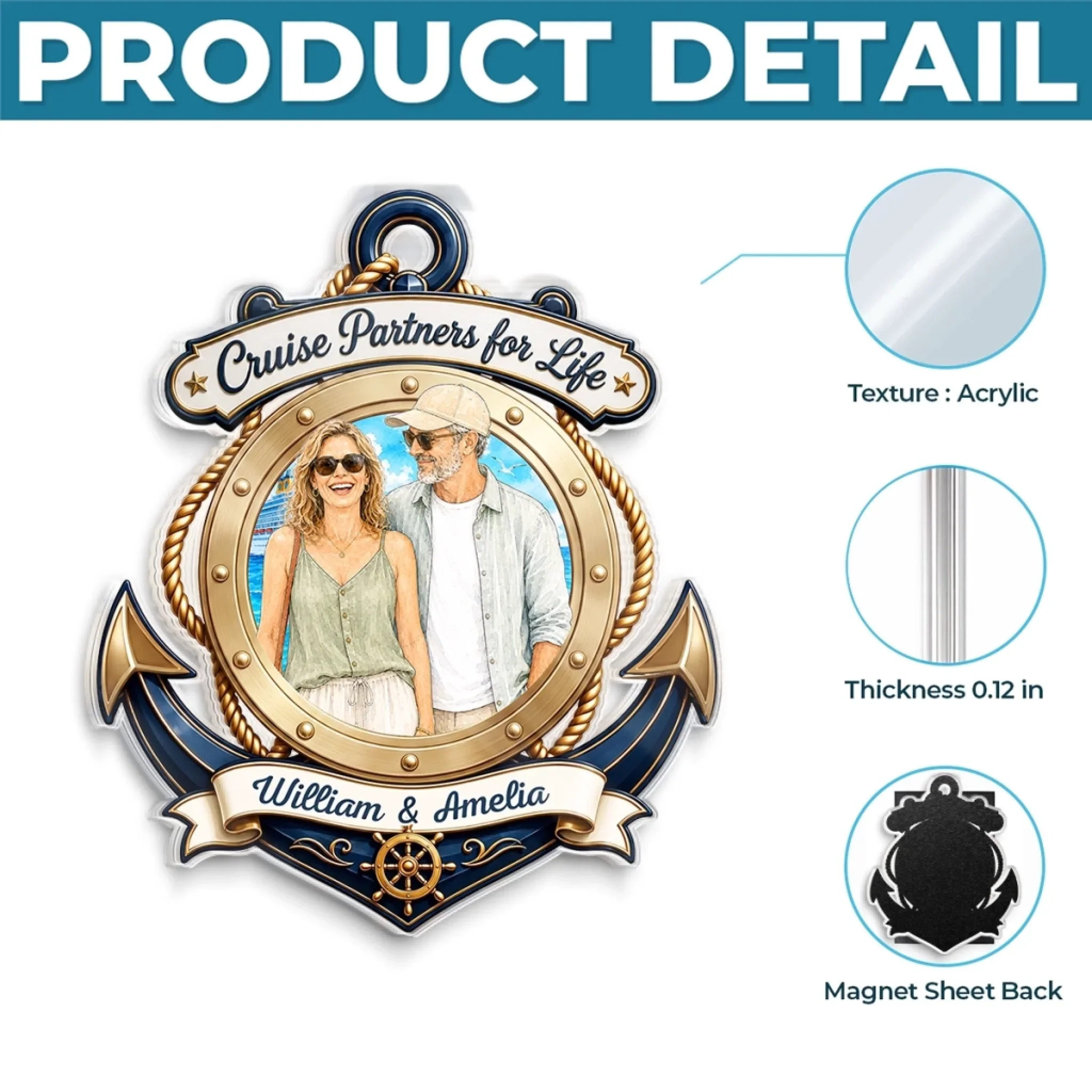 Custom Photo Cruise Ship Door Magnet - Personalized Summer Vacation And Travel Gifts For Husband And Wife, Him And Her, Cruise Lovers - Our Forever Voyage Starts Here