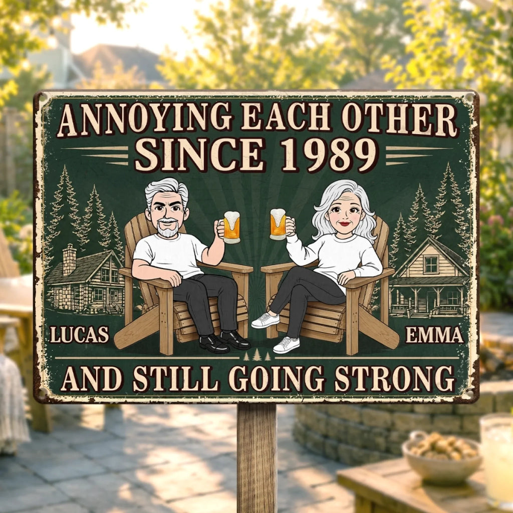 Custom Home Decor Metal Sign - Personalized  Anniversary Wedding Gifts For Husband And Wife, Him And Her - Together In Our Happy Place