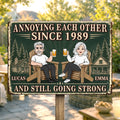 Custom Home Decor Metal Sign - Personalized  Anniversary Wedding Gifts For Husband And Wife, Him And Her - Together In Our Happy Place