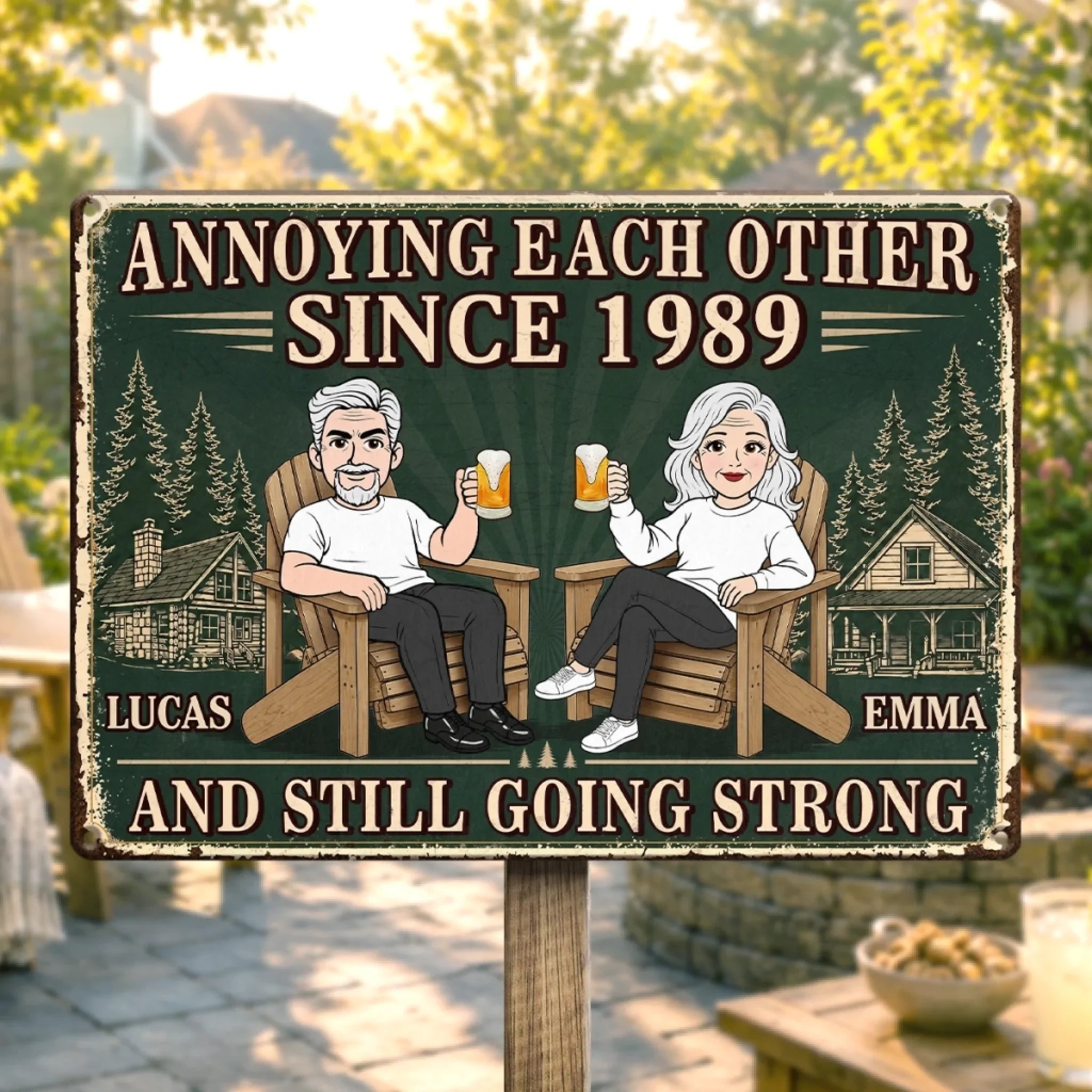 Custom Home Decor Metal Sign - Personalized  Anniversary Wedding Gifts For Husband And Wife, Him And Her - Together In Our Happy Place