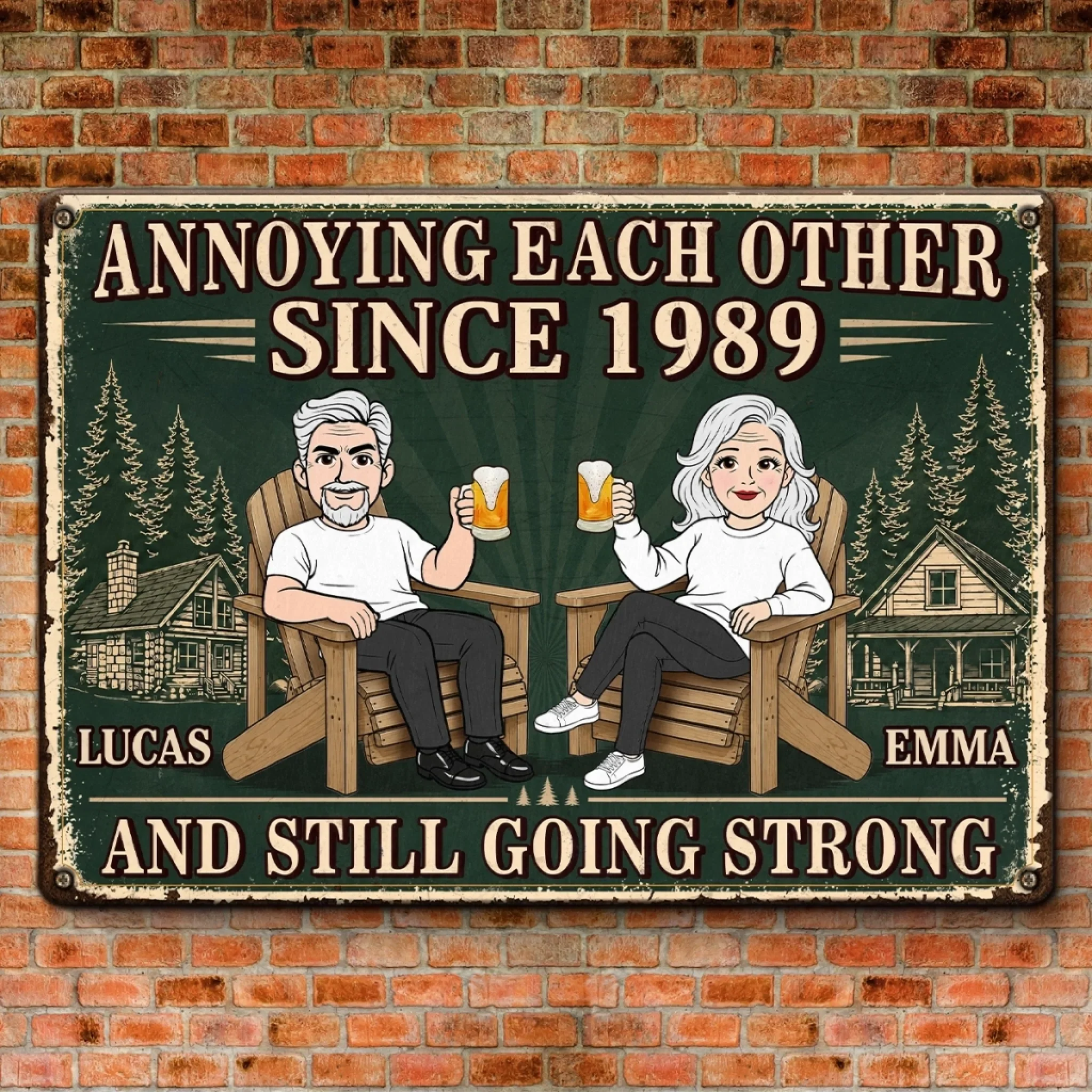 Custom Home Decor Metal Sign - Personalized  Anniversary Wedding Gifts For Husband And Wife, Him And Her - Together In Our Happy Place