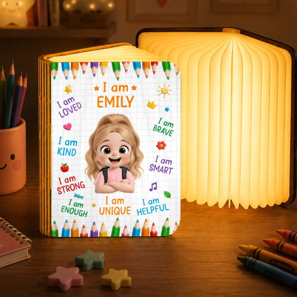 Custom Kids Foldable LED Magic Book Lamp - Personalized Back To School Gifts For Kids - Ready To Learn