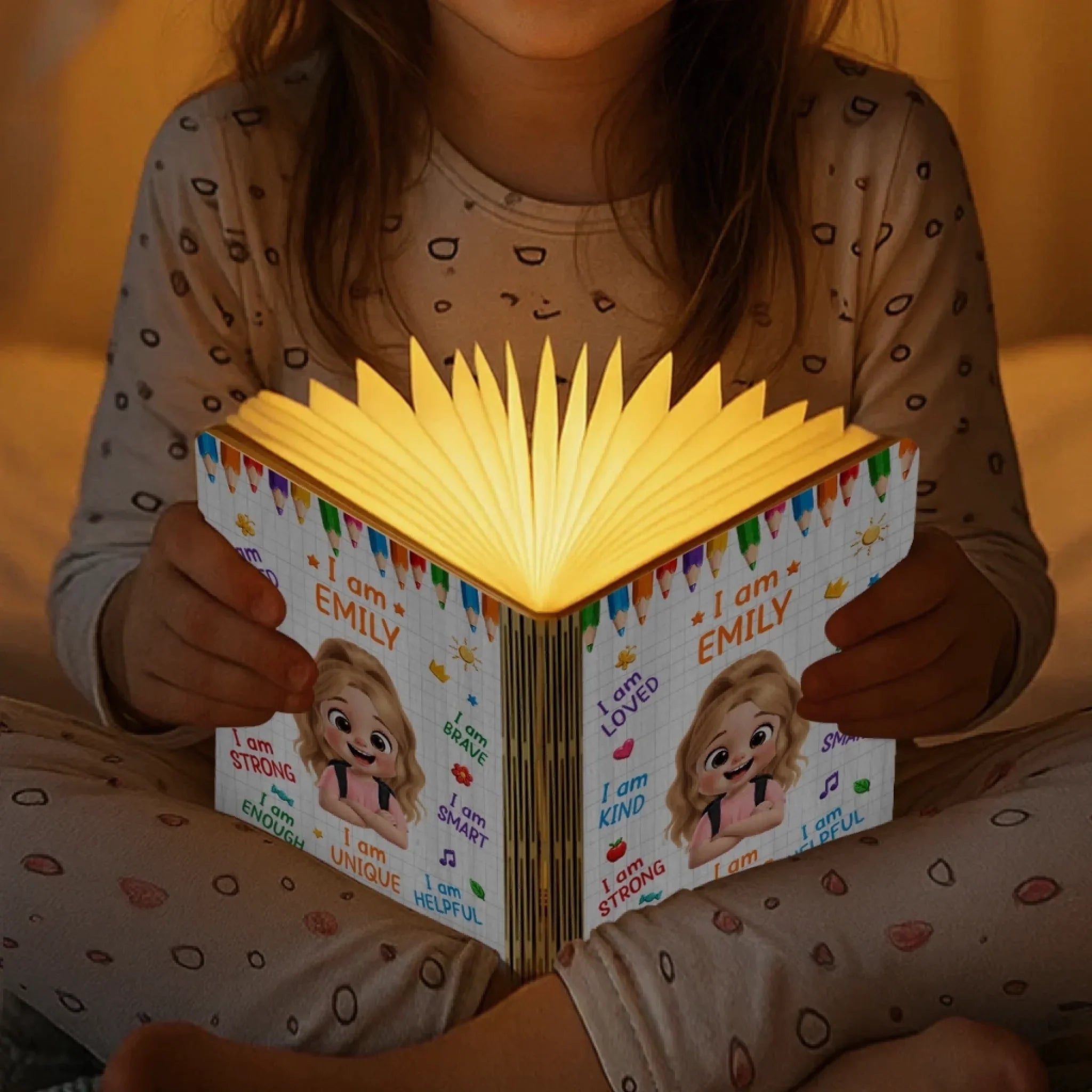 Custom Kids Foldable LED Magic Book Lamp - Personalized Back To School Gifts For Kids - Ready To Learn