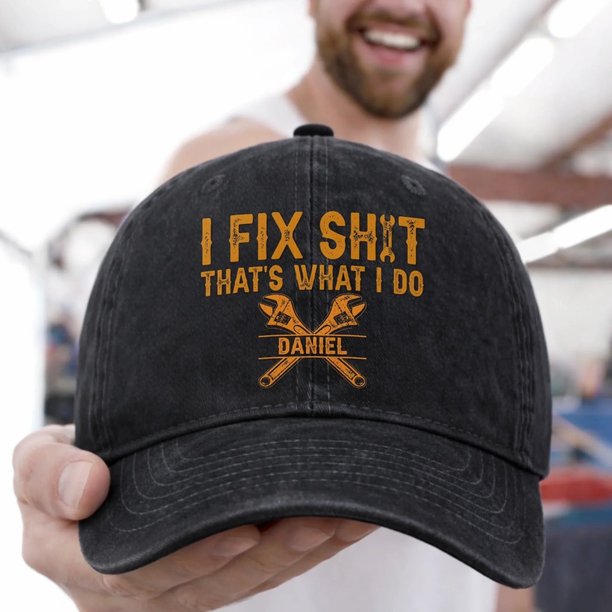 Custom Cap - Personalized Birthday Gifts For Husband, Son, Grandson, Brother, Grandpa, Dad, Yourself - The Man Behind The Tools