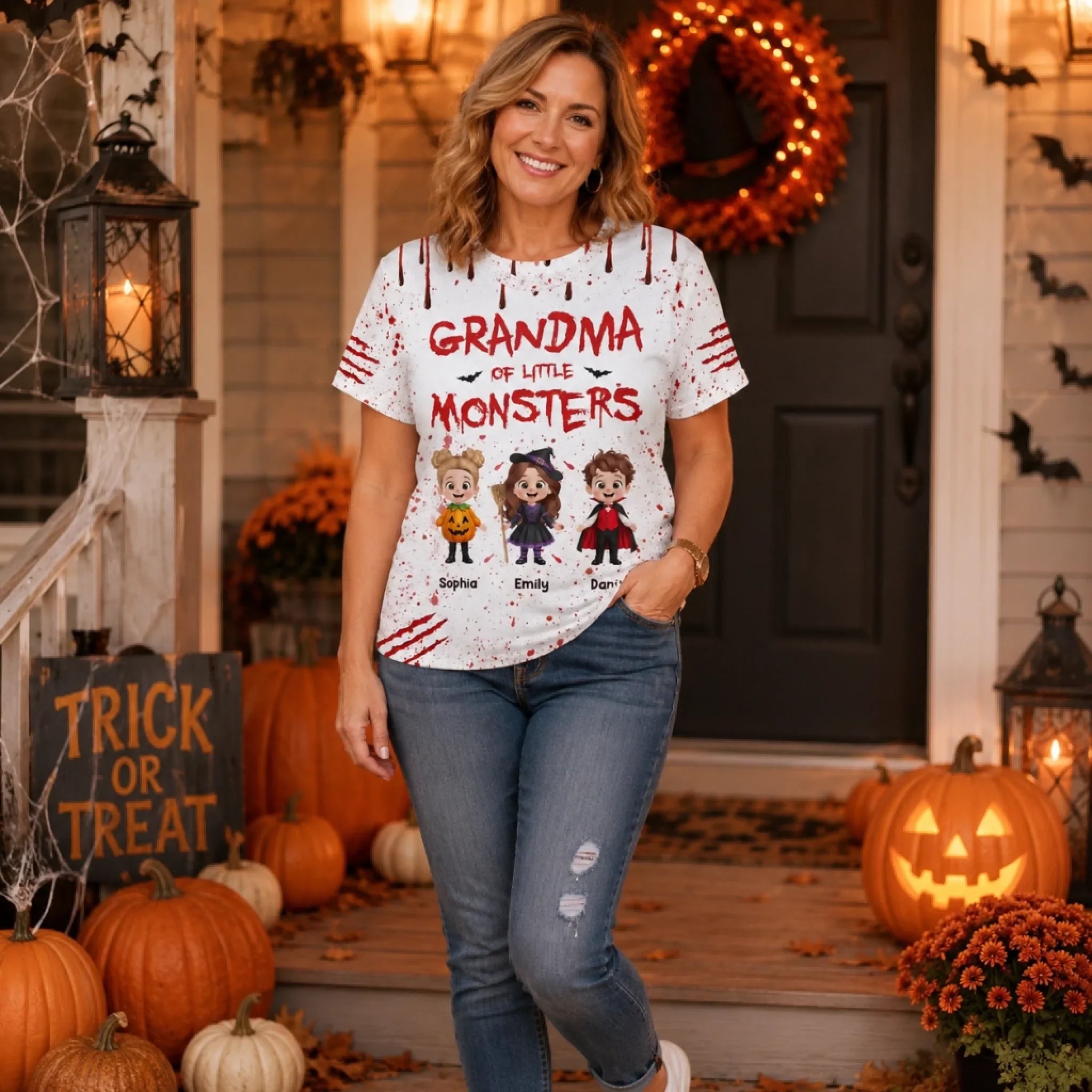 Custom T-shirt - Personalized Halloween Birthday Gifts For Mom, Grandma - Too Cute To Spook