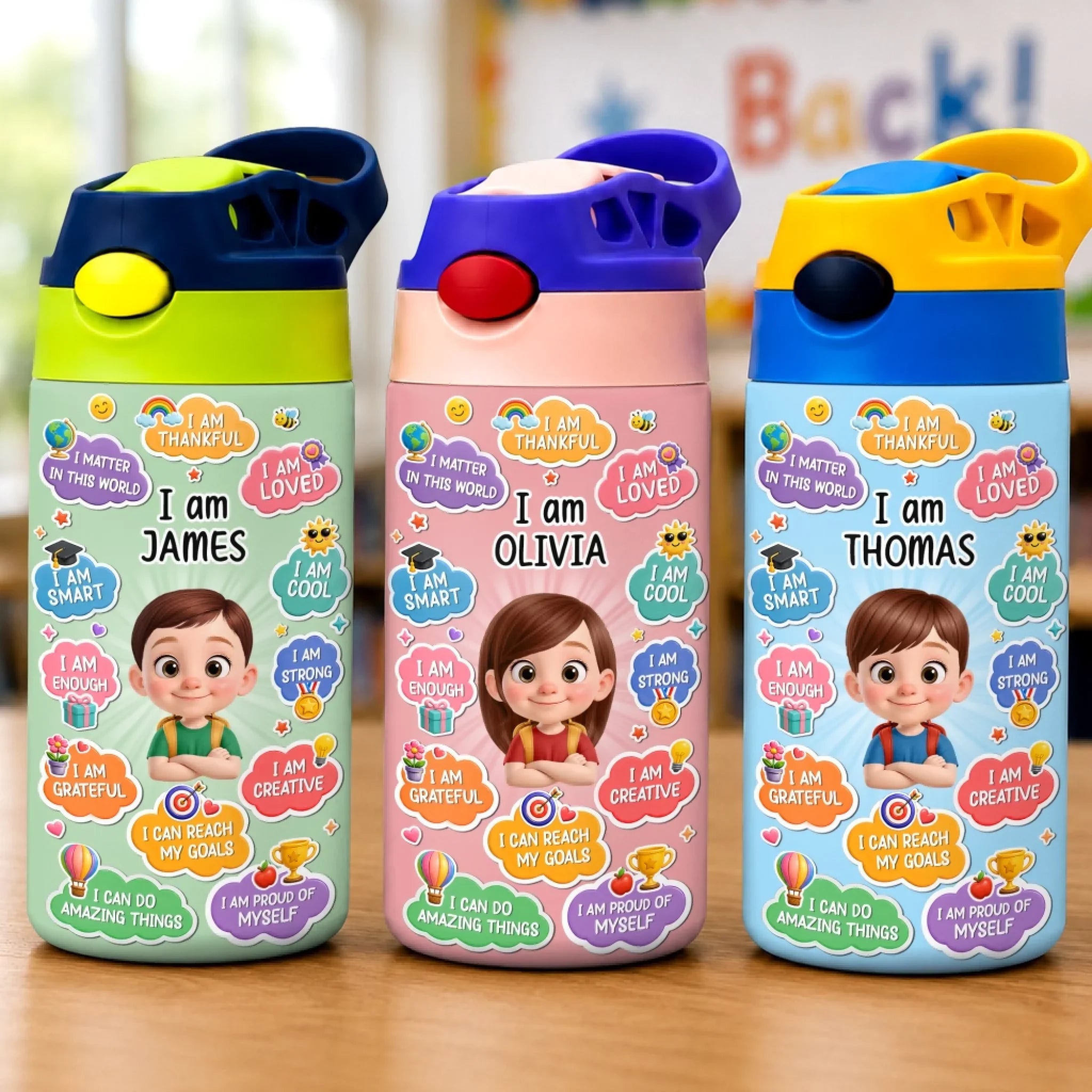 Custom Kids Insulated Water Bottle - Personalized Back To School Gifts For Kids - Bright Days Ahead