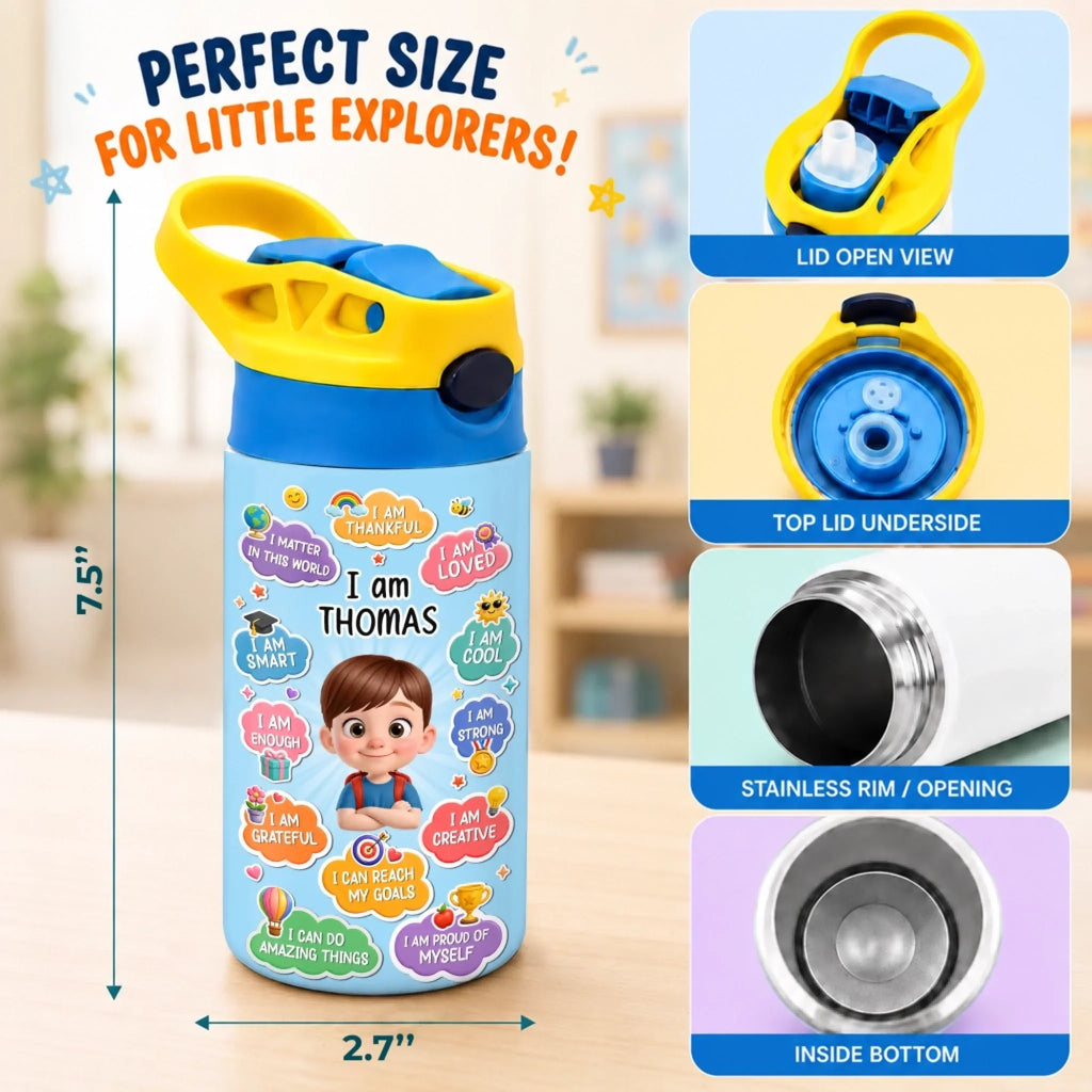 Custom Kids Insulated Water Bottle - Personalized Back To School Gifts For Kids - Bright Days Ahead