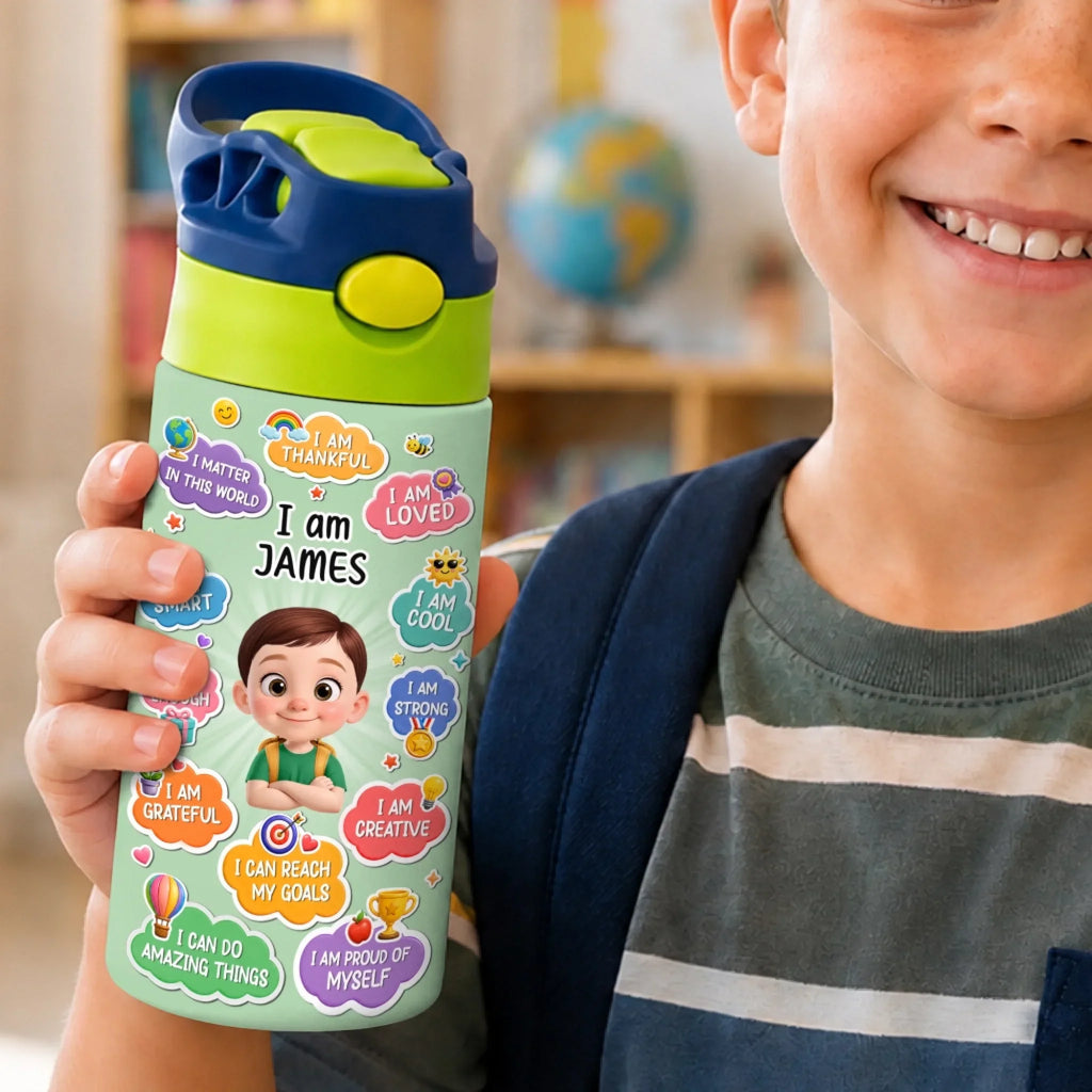 Custom Kids Insulated Water Bottle - Personalized Back To School Gifts For Kids - Bright Days Ahead