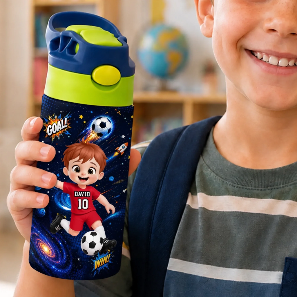 Custom Kids Insulated Water Bottle - Personalized Back To School Gifts For Kids - Goals Start Here
