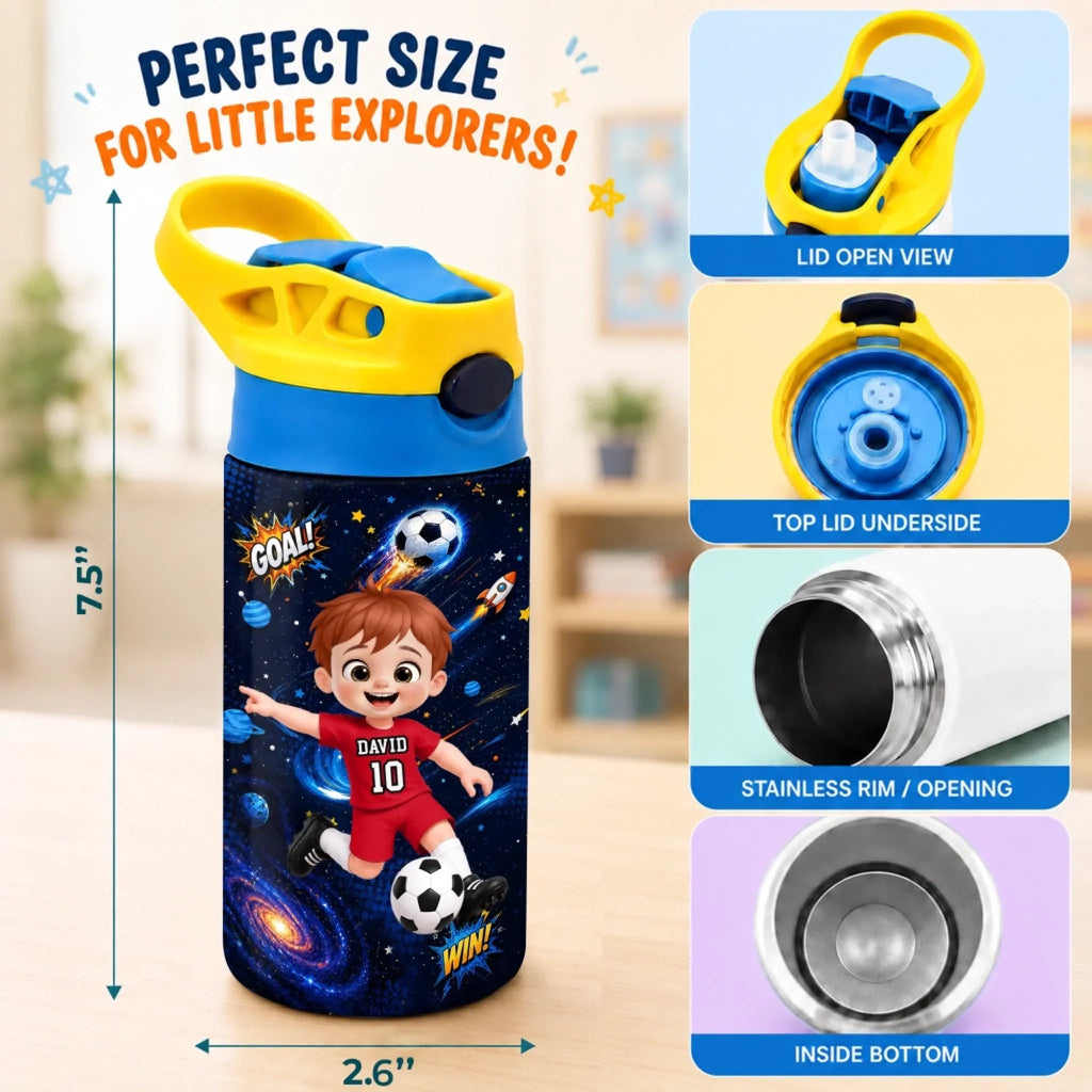 Custom Kids Insulated Water Bottle - Personalized Back To School Gifts For Kids - Goals Start Here