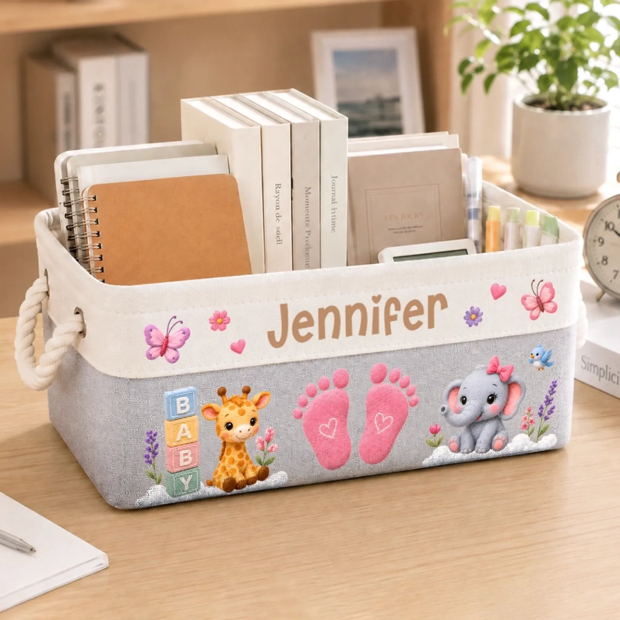 Custom Storage Basket - Personalized Baby Shower, Gender Reveal Gifts For New Moms, New Dads, New Parents - Loved From Day One