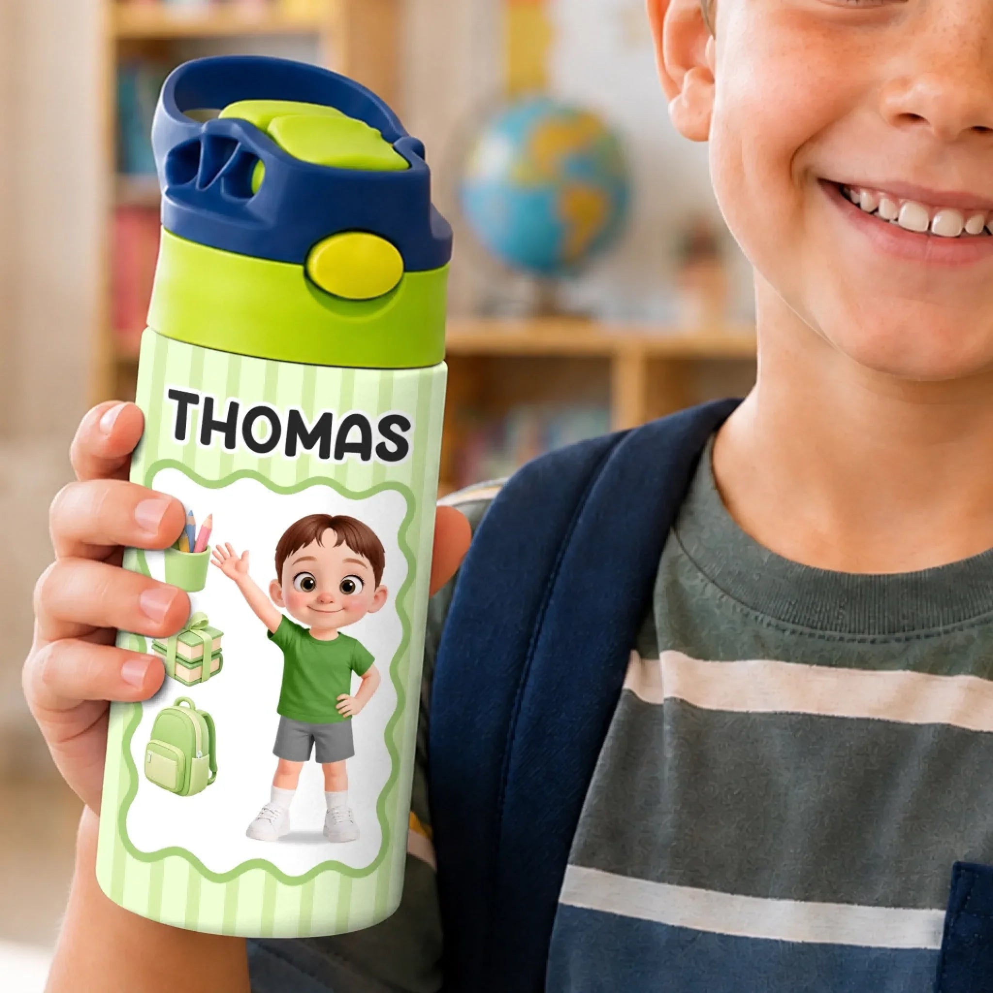 Custom Kids Insulated Water Bottle - Personalized Back To School Gifts For Kids - Back To School Adventure