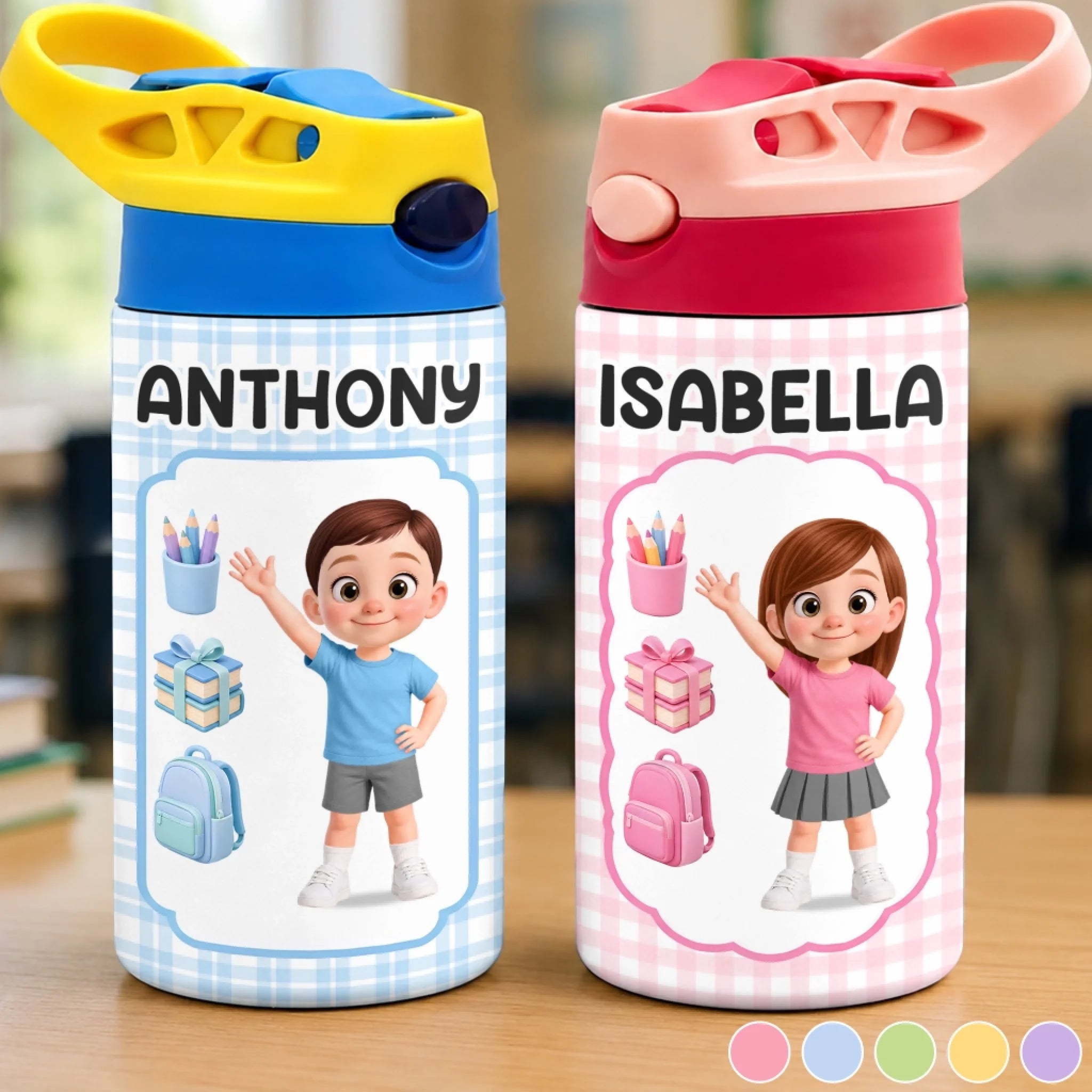 Custom Kids Insulated Water Bottle - Personalized Back To School Gifts For Kids - Back To School Adventure